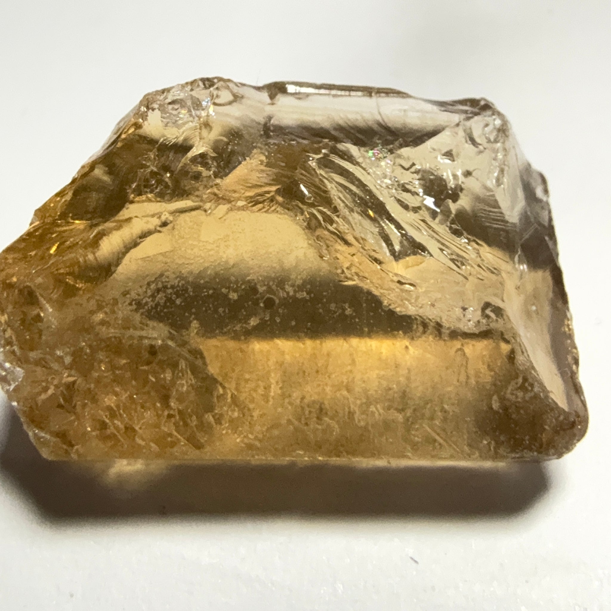 Citrine, 20.23ct, Zambia, Untreated Unheated, VVS-IF, skin fracture no effect on faceting recovery rate but forms a really nice rainbow!