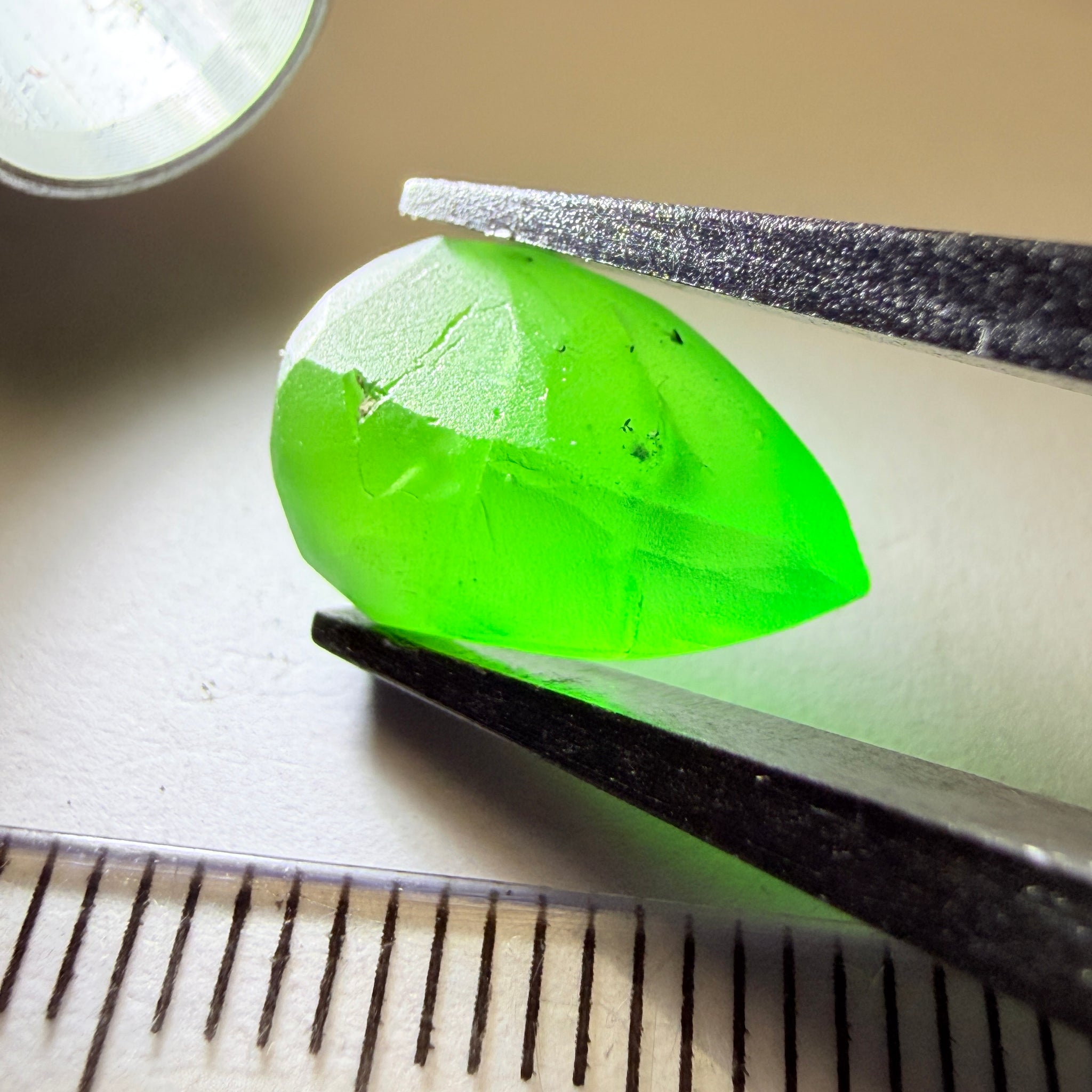 Tsavorite Garnet preform, 5.23ct, Tanzania, Untreated Unheated, has inclusions, see the multiple videos so you can understand the inclusion positioning correctly