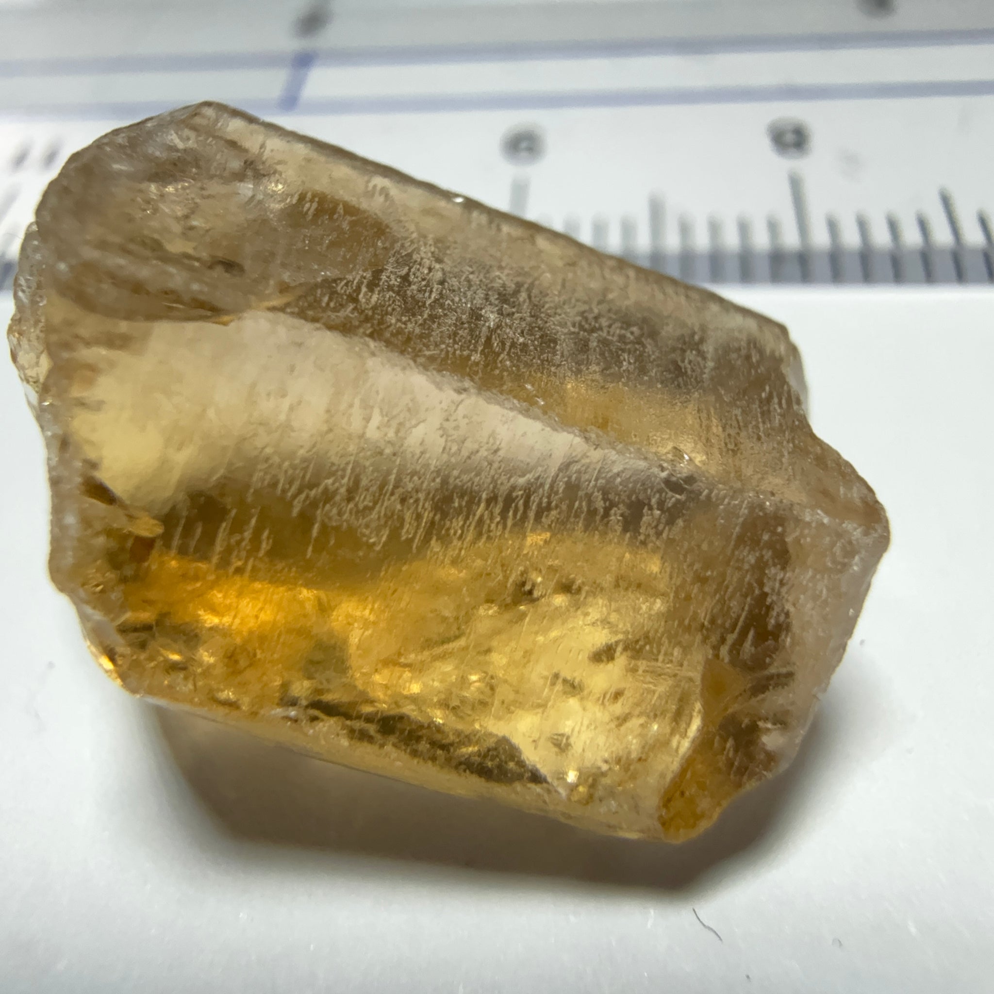 Citrine, 20.23ct, Zambia, Untreated Unheated, VVS-IF, skin fracture no effect on faceting recovery rate but forms a really nice rainbow!