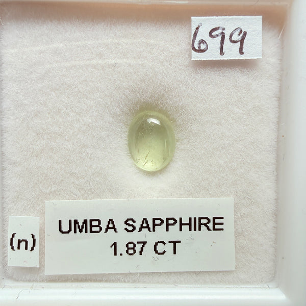Sapphire Cabochon, 1.87ct, Umba Valley, Tanzania. Untreated Unheated.