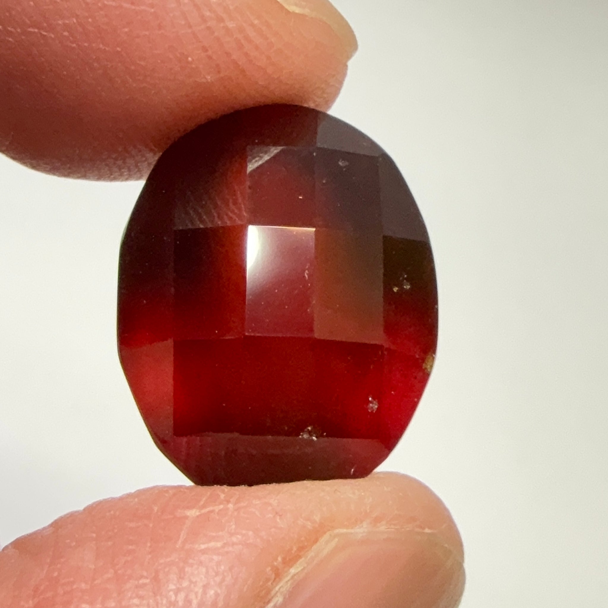 Hessonite Garnet, 19.01ct, Faceted Checkerboard Top, Tanzania, Untreated Unheated