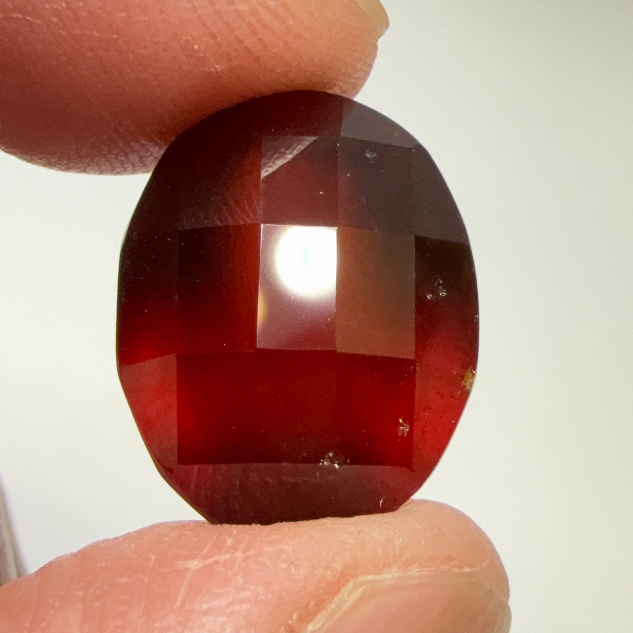 Hessonite Garnet, 19.01ct, Faceted Checkerboard Top, Tanzania, Untreated Unheated