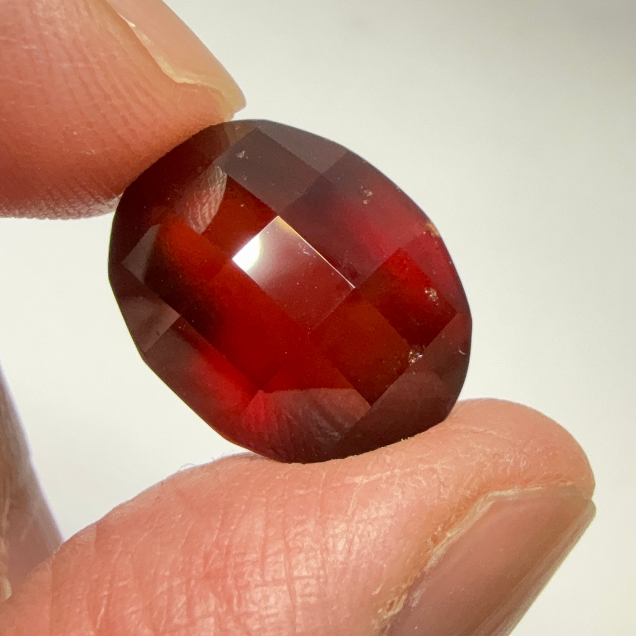 Hessonite Garnet, 19.01ct, Faceted Checkerboard Top, Tanzania, Untreated Unheated