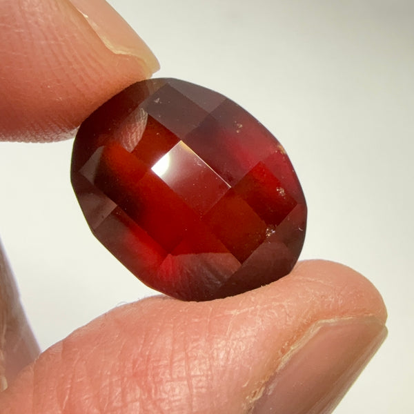 Hessonite Garnet, 19.01ct, Faceted Checkerboard Top, Tanzania, Untreated Unheated