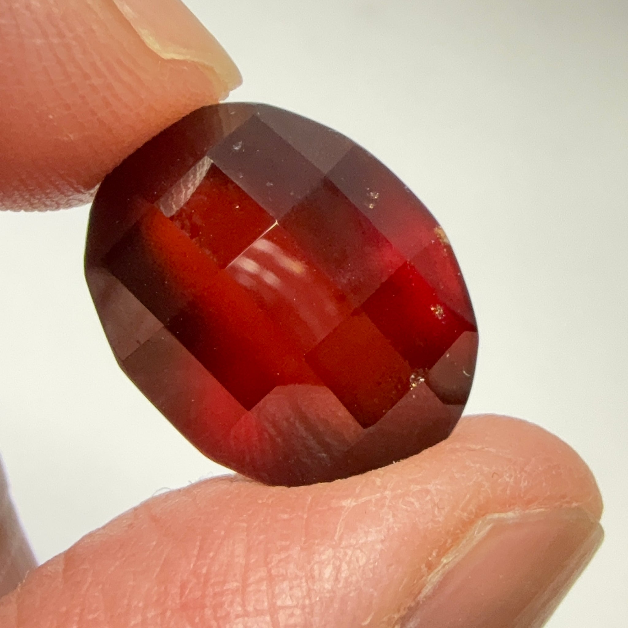Hessonite Garnet, 19.01ct, Faceted Checkerboard Top, Tanzania, Untreated Unheated