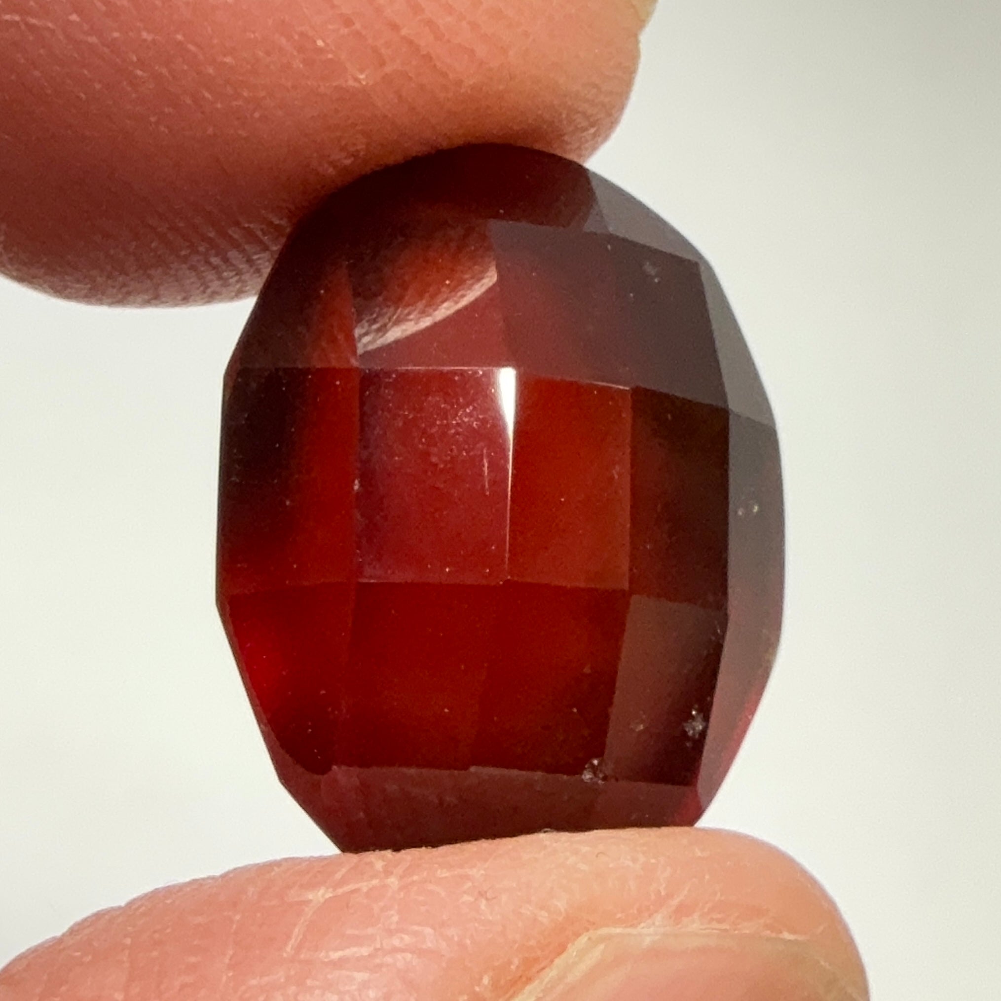 Hessonite Garnet, 19.01ct, Faceted Checkerboard Top, Tanzania, Untreated Unheated