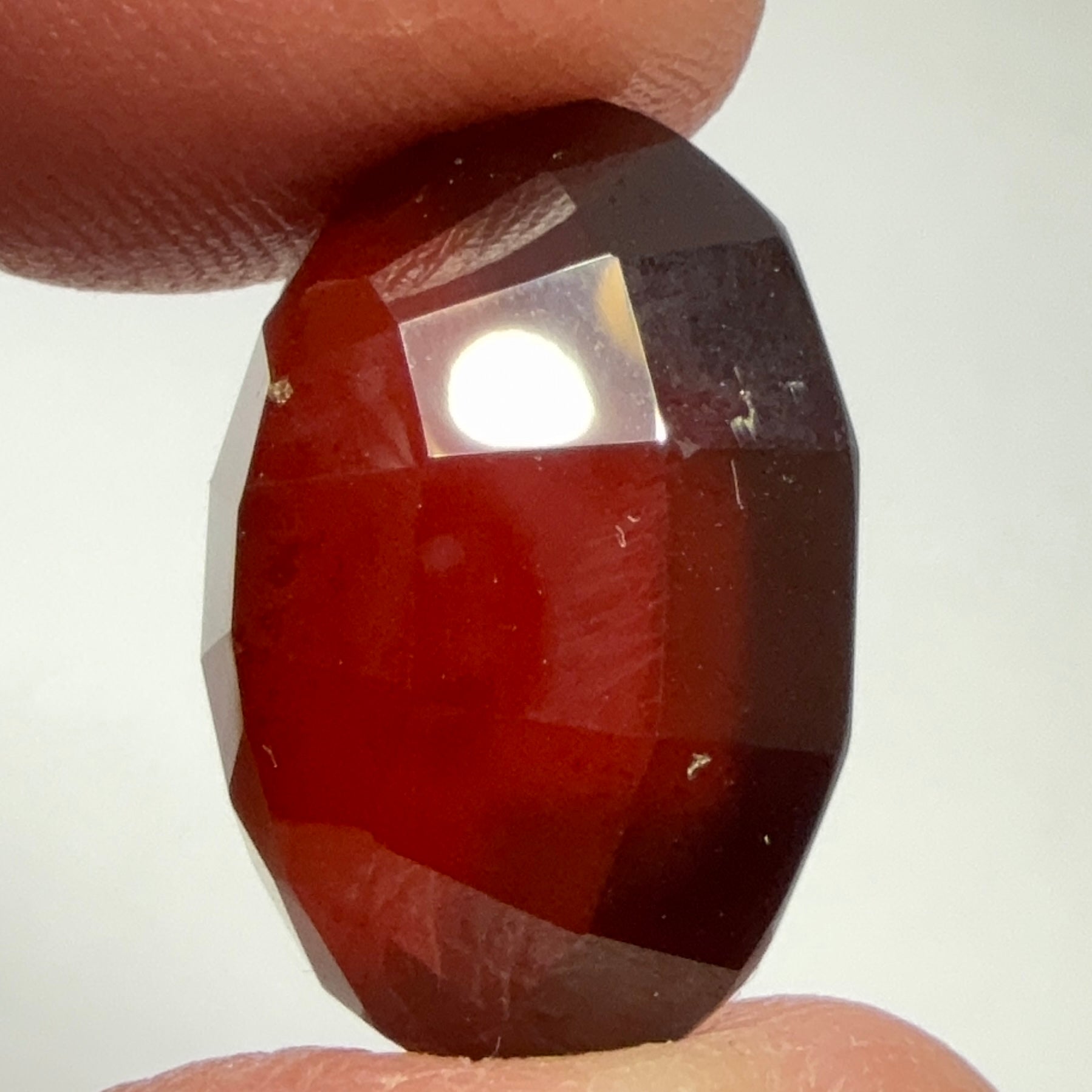 Hessonite Garnet, 19.01ct, Faceted Checkerboard Top, Tanzania, Untreated Unheated