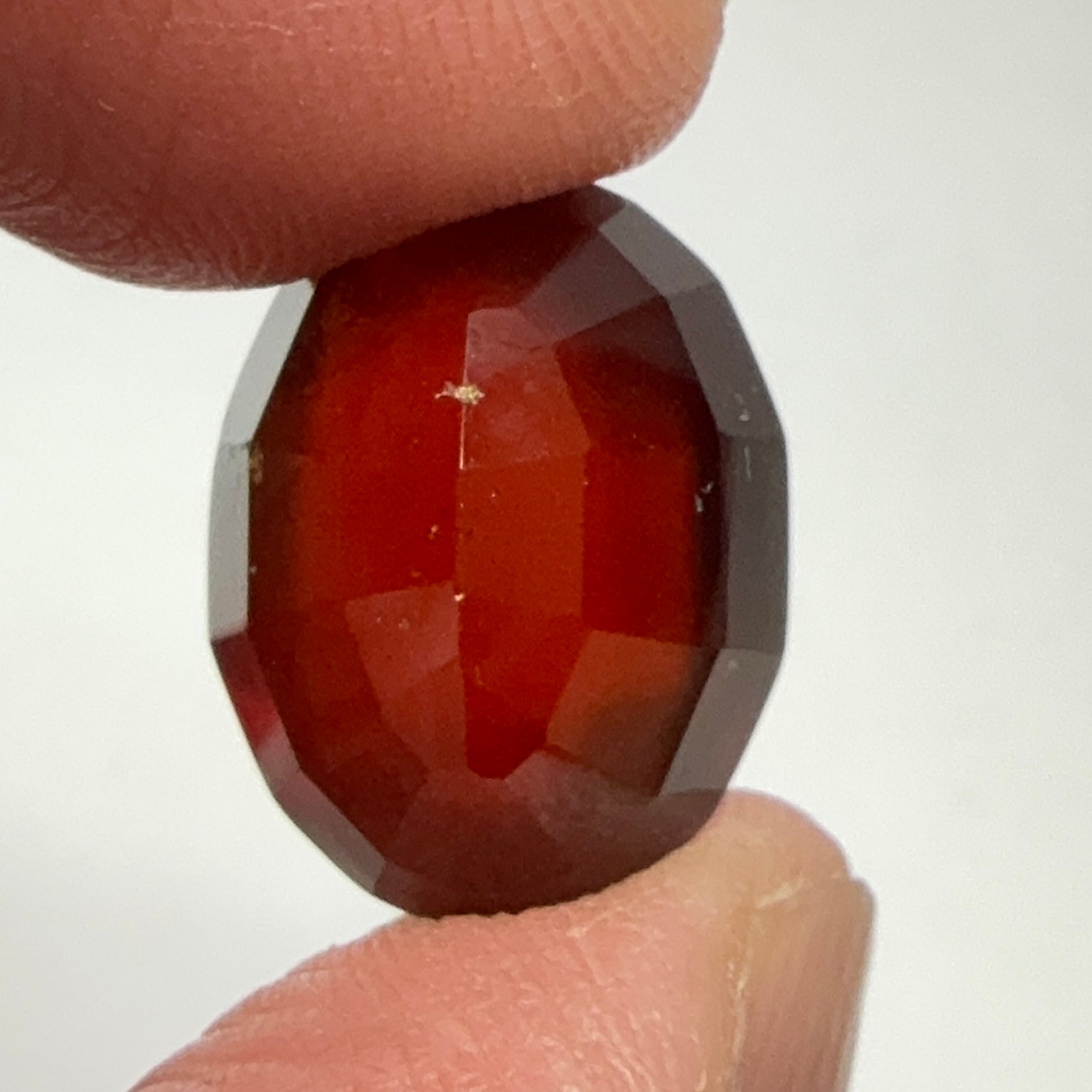 Hessonite Garnet, 19.01ct, Faceted Checkerboard Top, Tanzania, Untreated Unheated