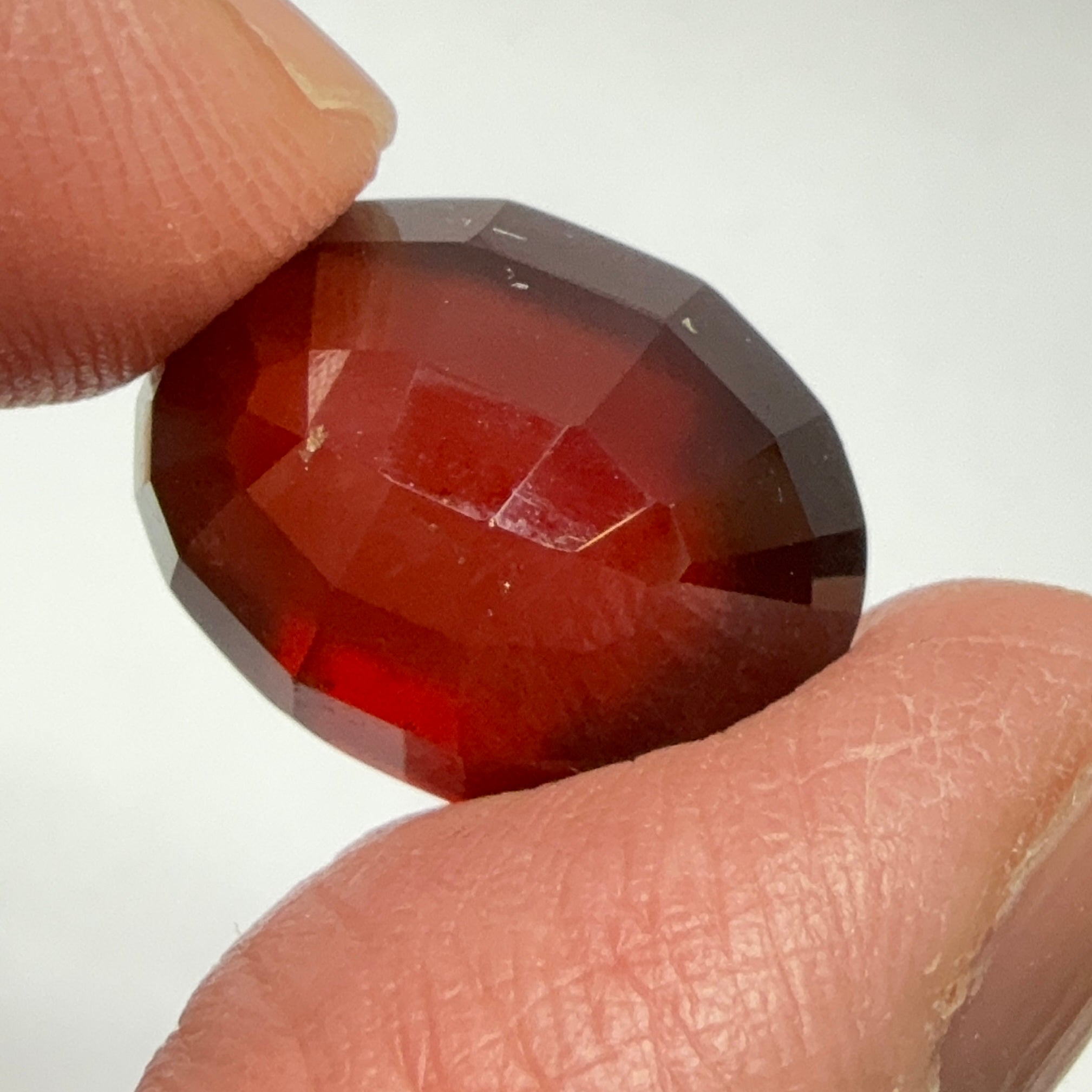 Hessonite Garnet, 19.01ct, Faceted Checkerboard Top, Tanzania, Untreated Unheated