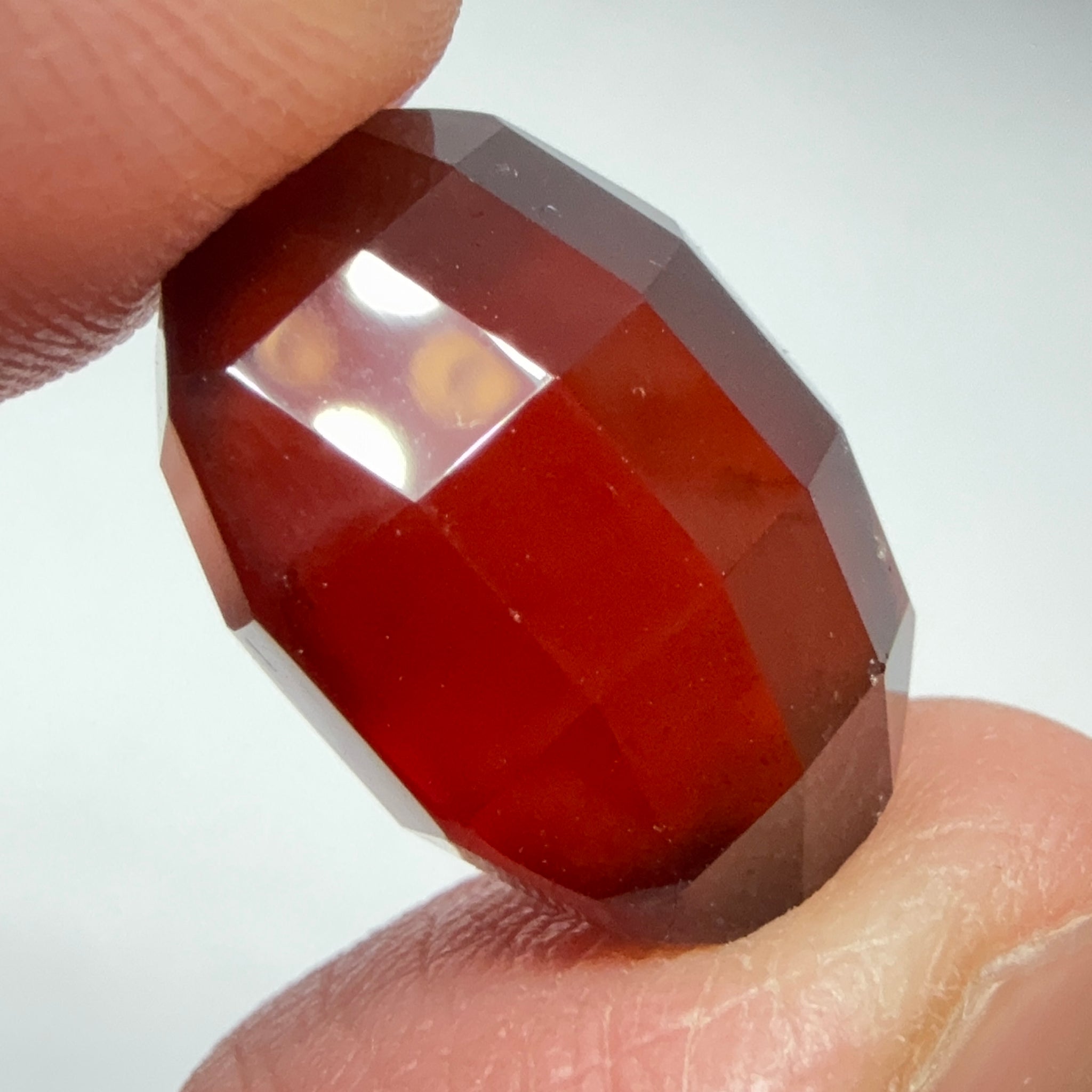 Hessonite Garnet, 19.01ct, Faceted Checkerboard Top, Tanzania, Untreated Unheated