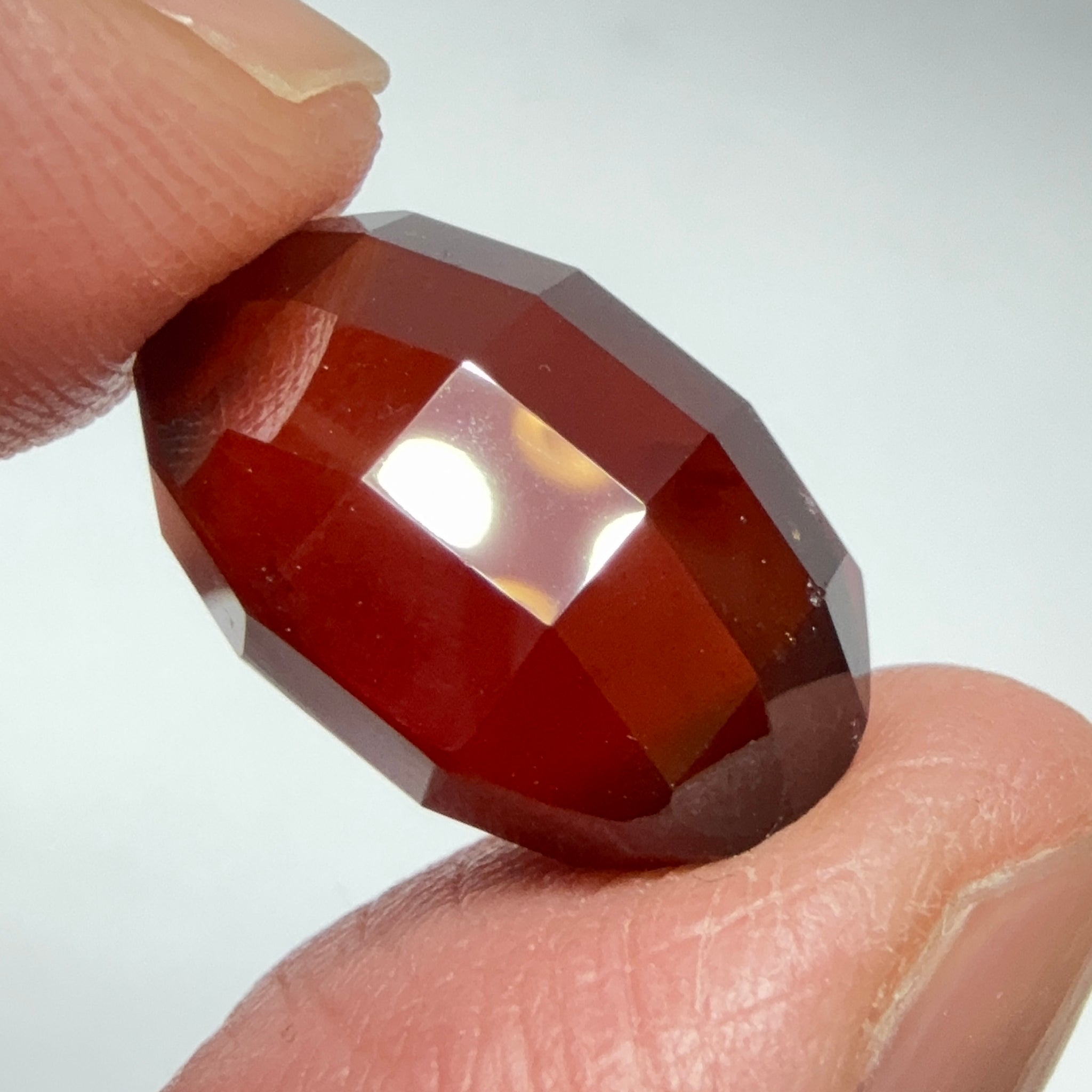 Hessonite Garnet, 19.01ct, Faceted Checkerboard Top, Tanzania, Untreated Unheated