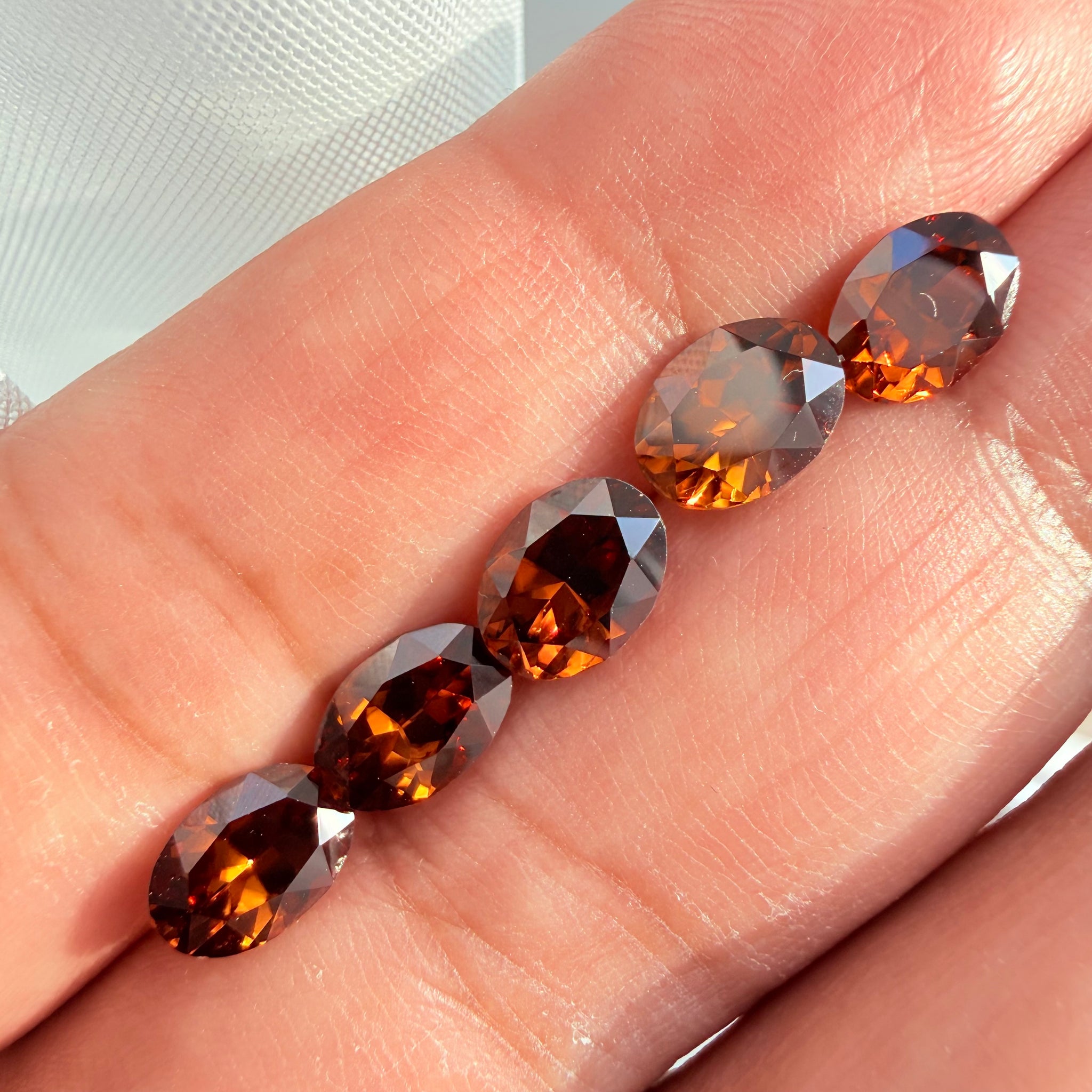 Burnt Orange Colour Spessartite Garnet Lot, 9.08ct, Tanzania, Untreated Unheated, 5pcs, 1.53ct-2.06ct