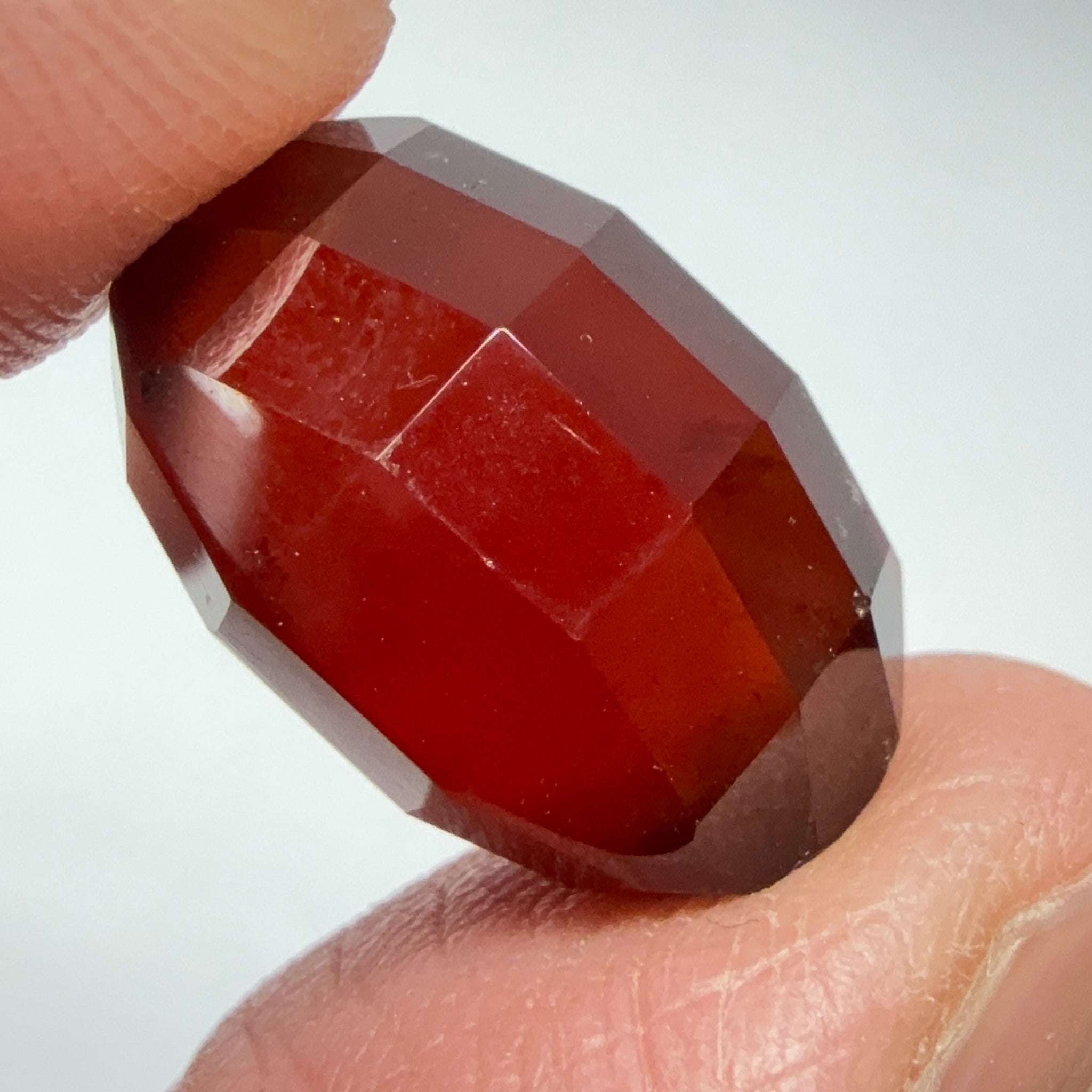 Hessonite Garnet, 19.01ct, Faceted Checkerboard Top, Tanzania, Untreated Unheated