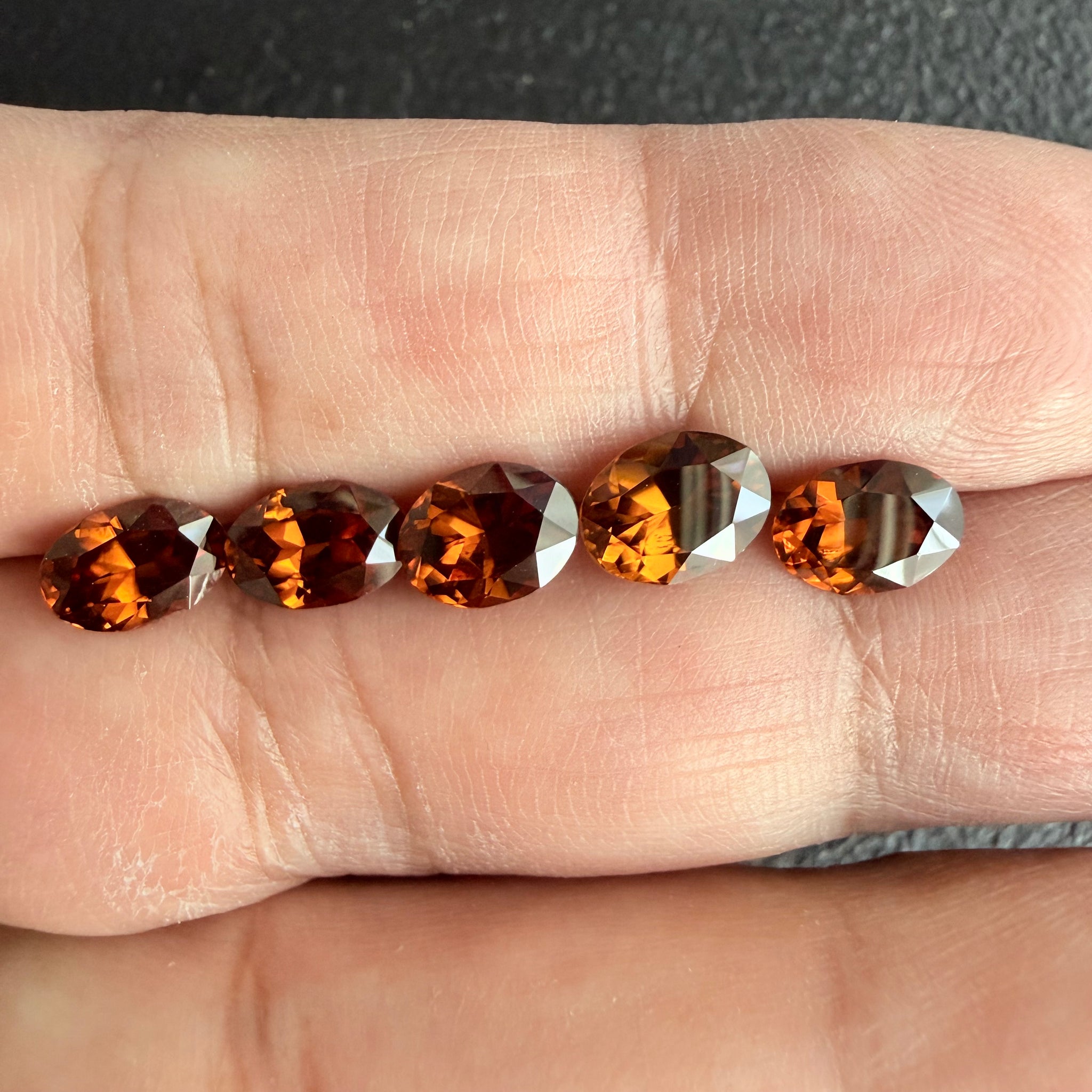 Burnt Orange Colour Spessartite Garnet Lot, 9.08ct, Tanzania, Untreated Unheated, 5pcs, 1.53ct-2.06ct