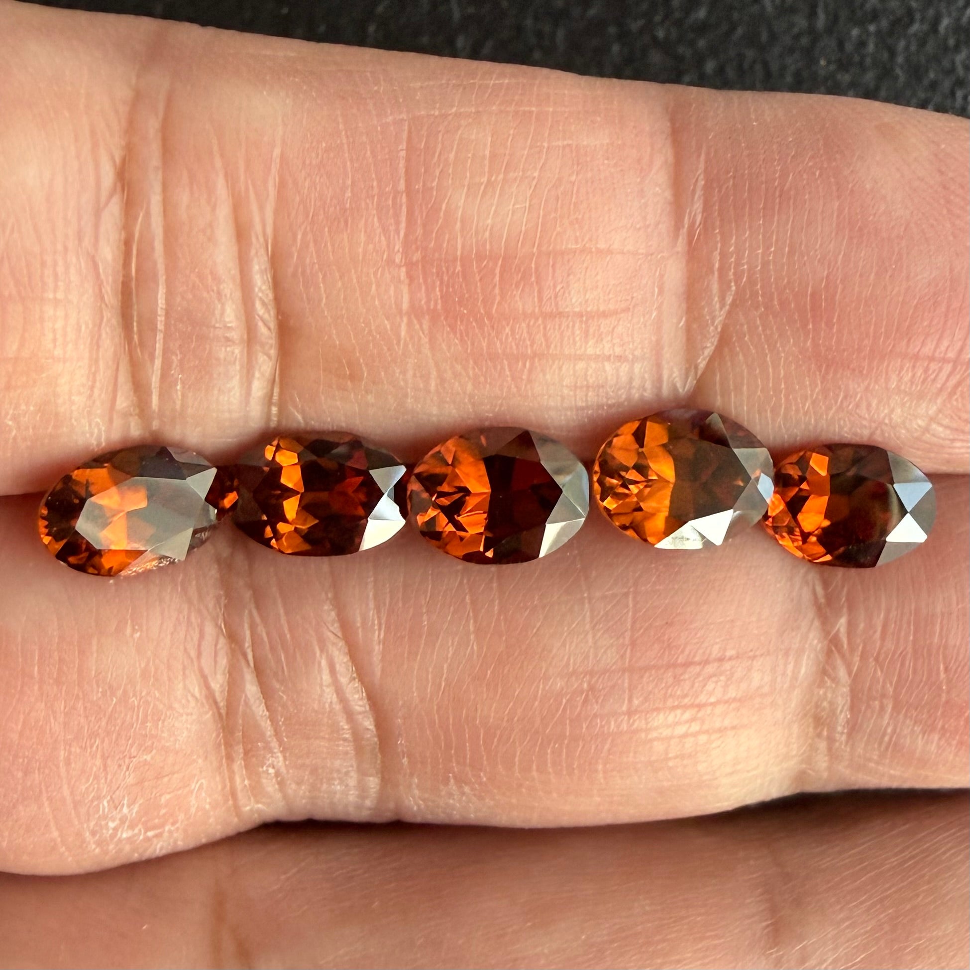 Burnt Orange Colour Spessartite Garnet Lot, 9.08ct, Tanzania, Untreated Unheated, 5pcs, 1.53ct-2.06ct
