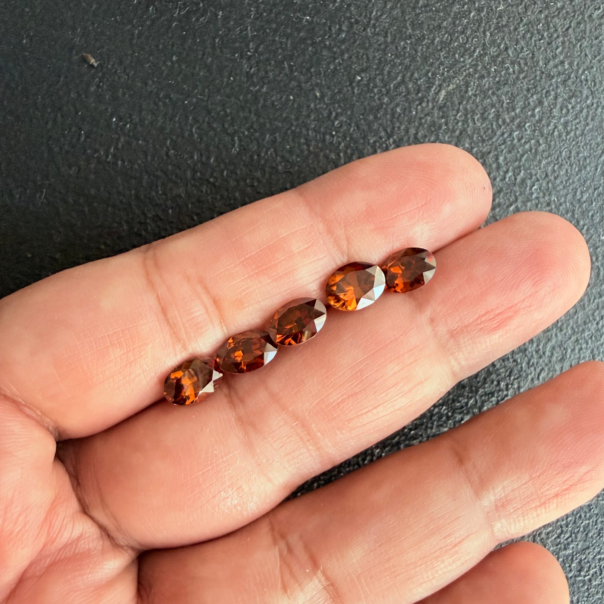 Burnt Orange Colour Spessartite Garnet Lot, 9.08ct, Tanzania, Untreated Unheated, 5pcs, 1.53ct-2.06ct
