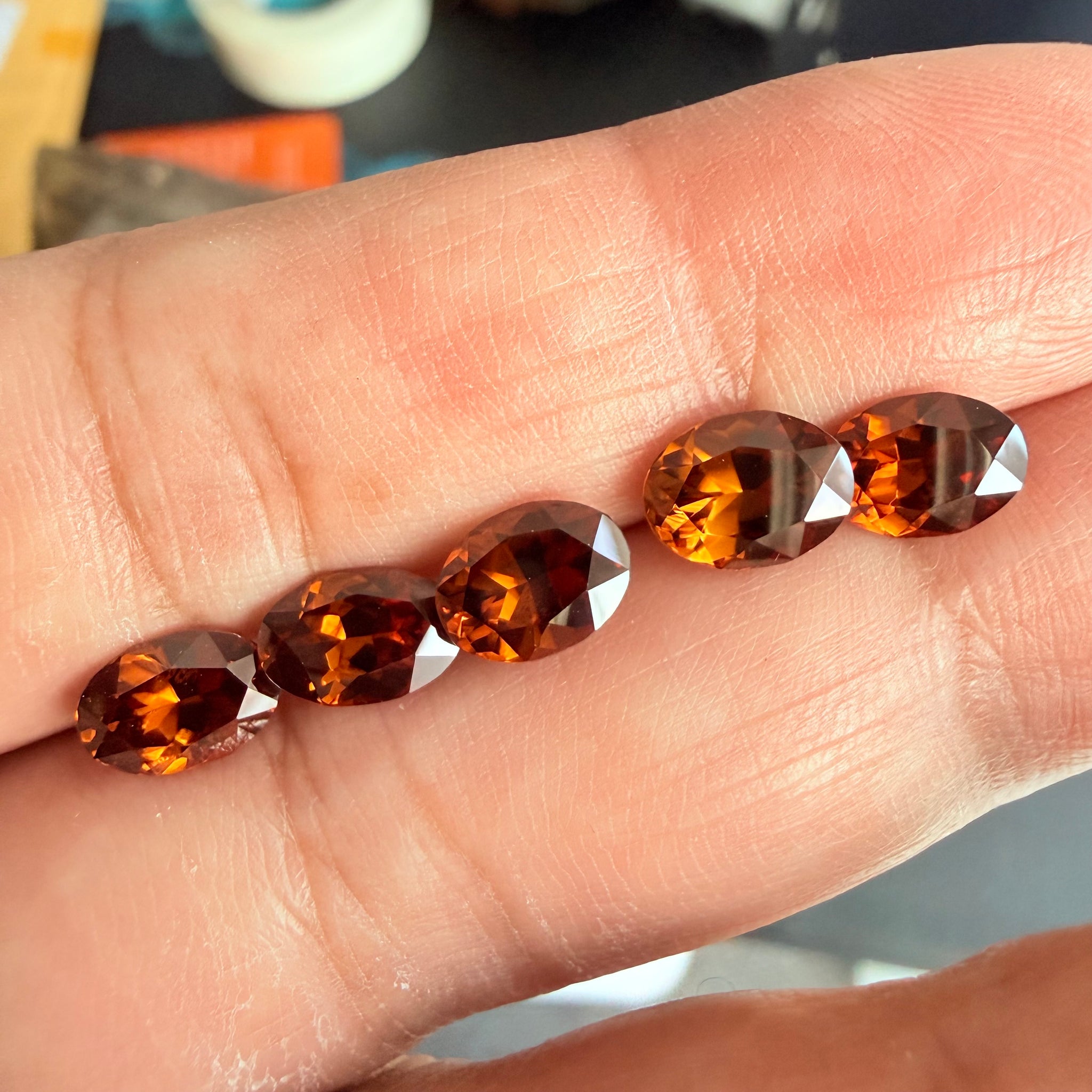 Burnt Orange Colour Spessartite Garnet Lot, 9.08ct, Tanzania, Untreated Unheated, 5pcs, 1.53ct-2.06ct