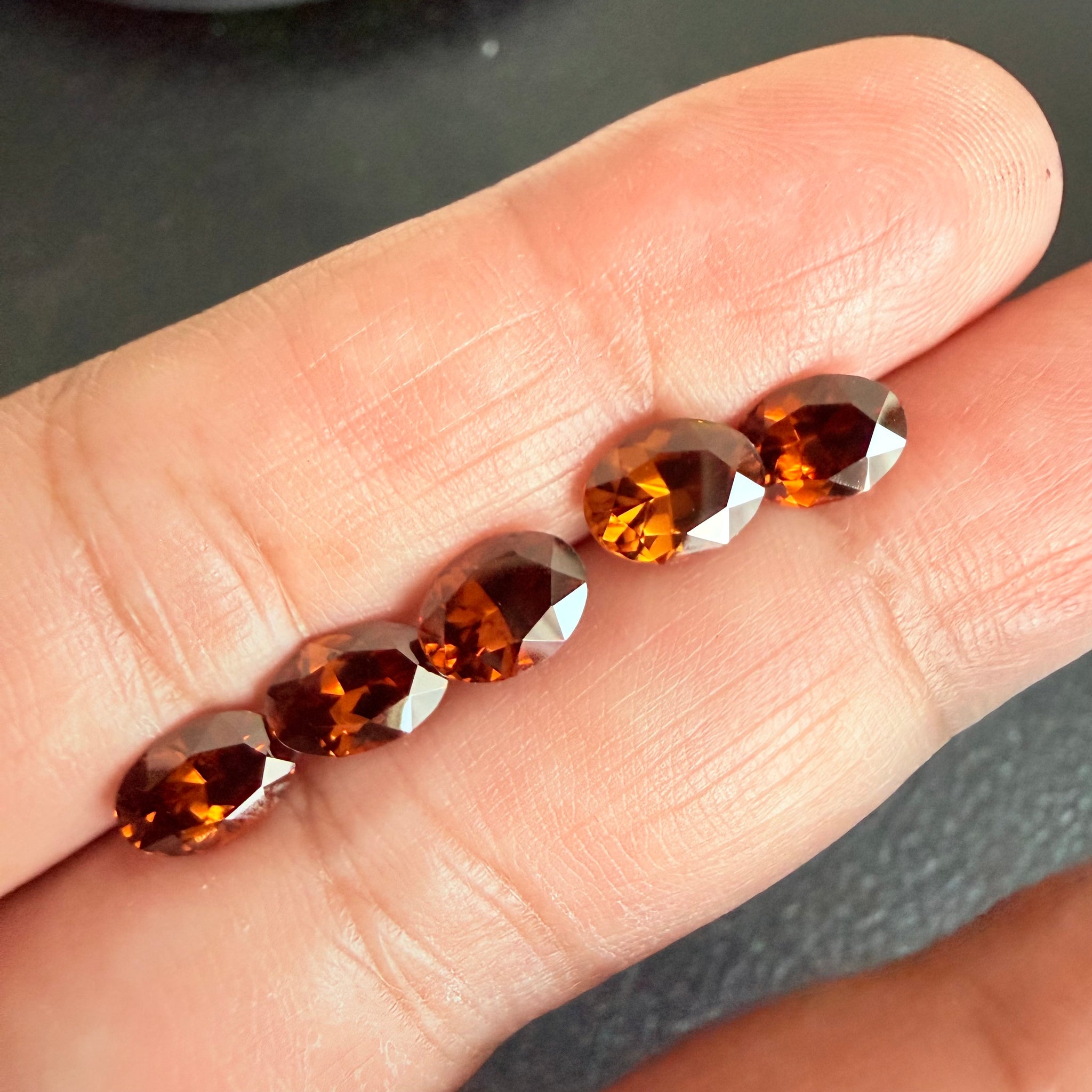Burnt Orange Colour Spessartite Garnet Lot, 9.08ct, Tanzania, Untreated Unheated, 5pcs, 1.53ct-2.06ct