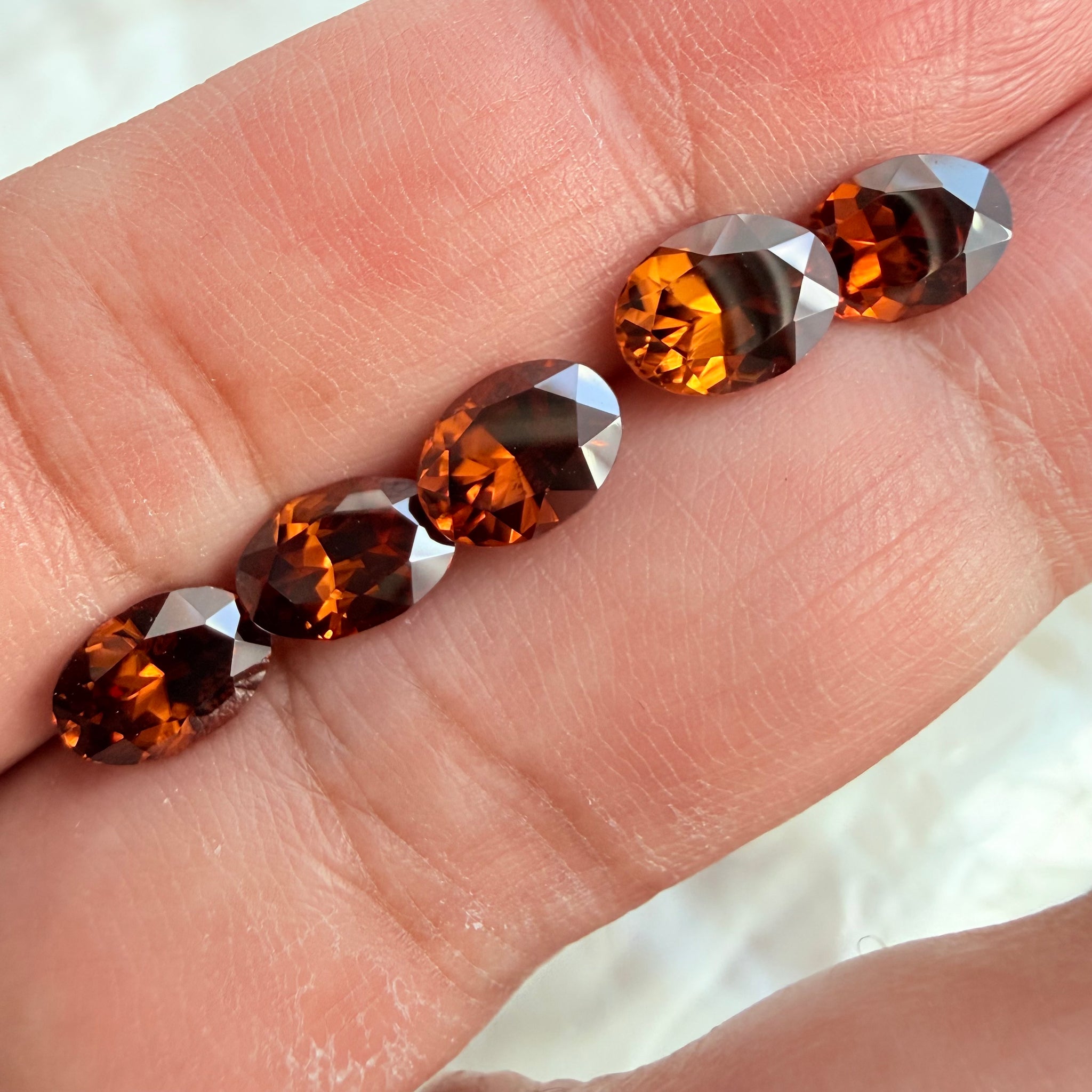 Burnt Orange Colour Spessartite Garnet Lot, 9.08ct, Tanzania, Untreated Unheated, 5pcs, 1.53ct-2.06ct