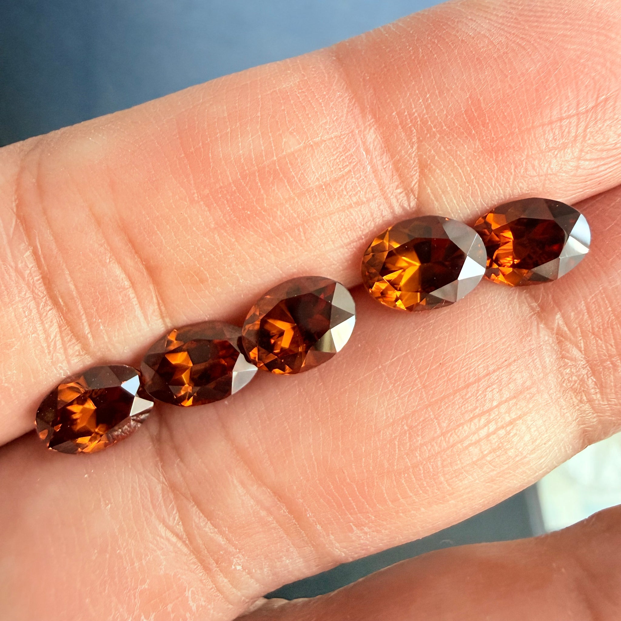 Burnt Orange Colour Spessartite Garnet Lot, 9.08ct, Tanzania, Untreated Unheated, 5pcs, 1.53ct-2.06ct