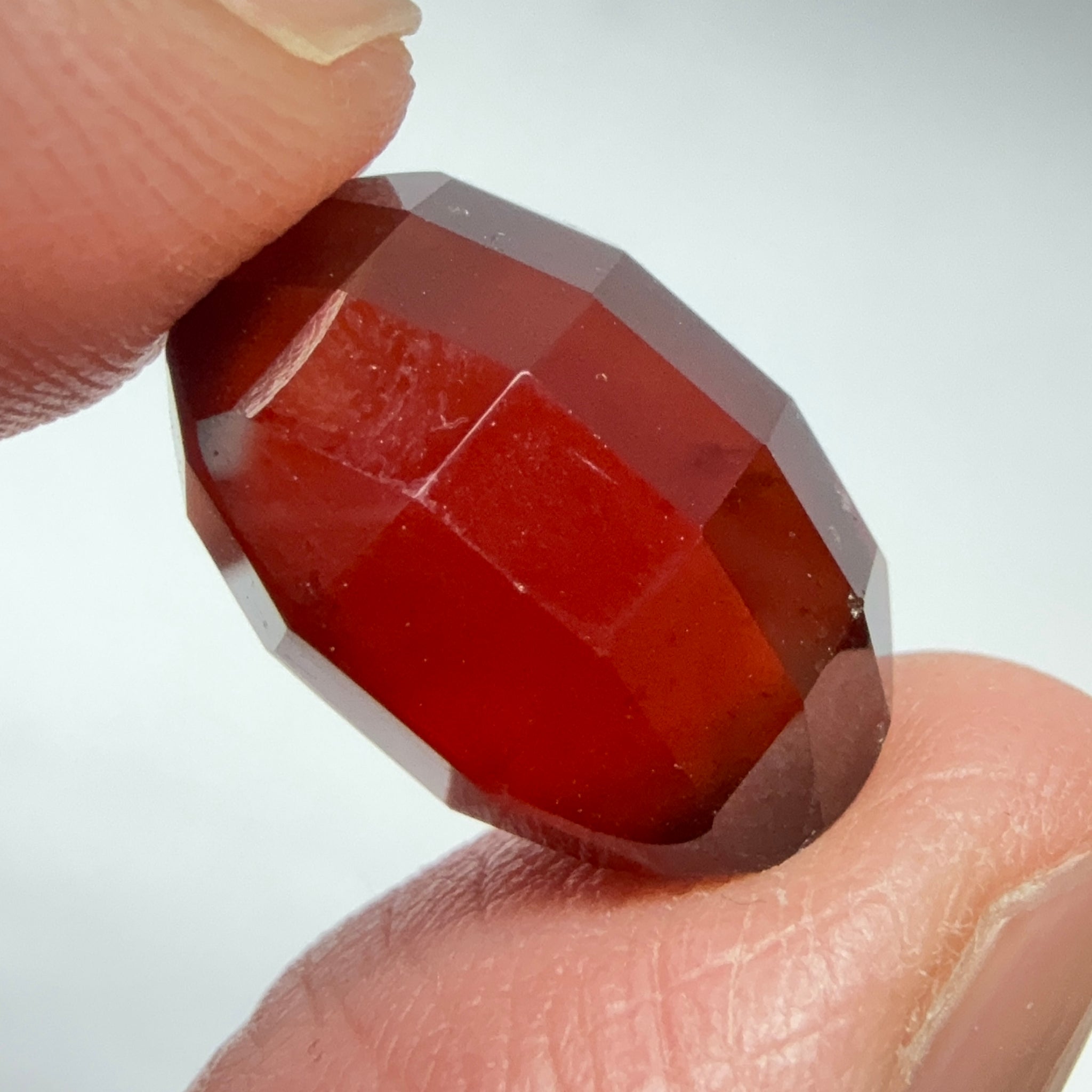 Hessonite Garnet, 19.01ct, Faceted Checkerboard Top, Tanzania, Untreated Unheated