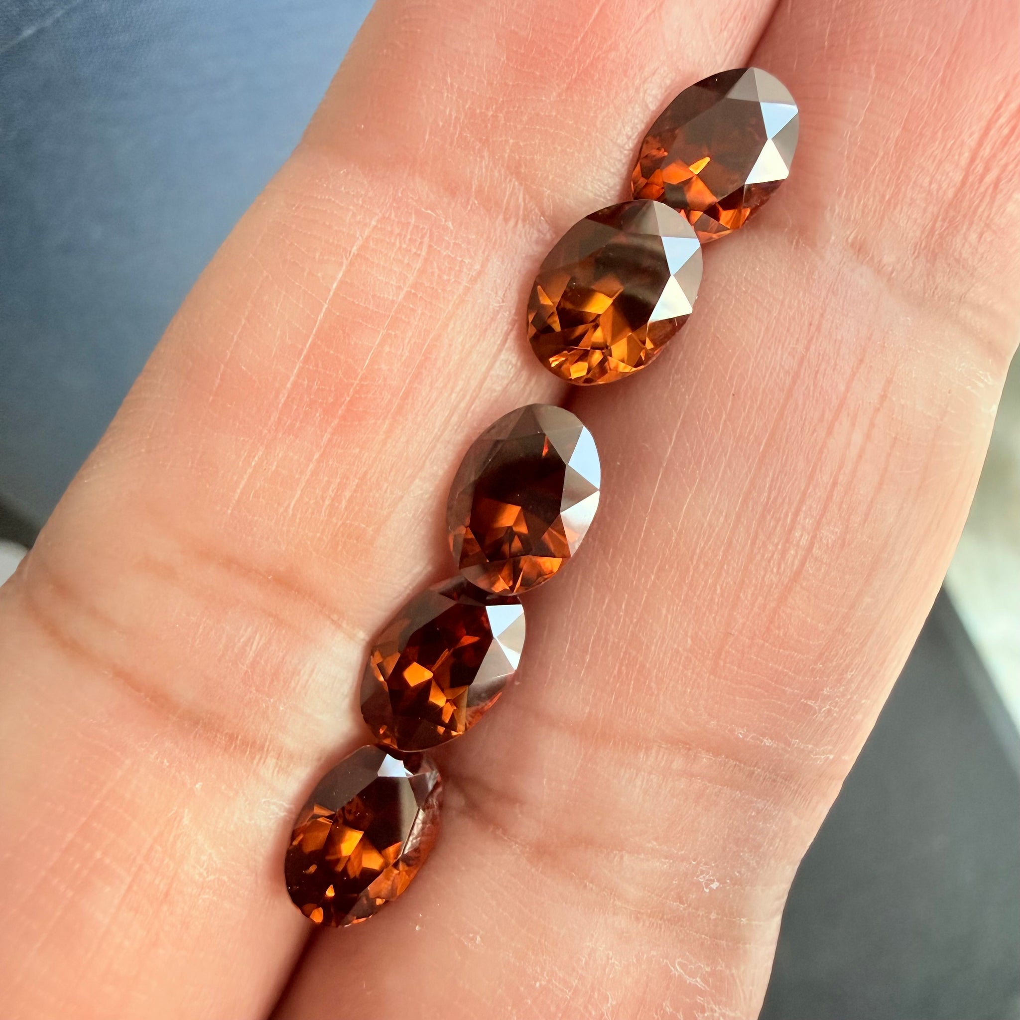 Burnt Orange Colour Spessartite Garnet Lot, 9.08ct, Tanzania, Untreated Unheated, 5pcs, 1.53ct-2.06ct