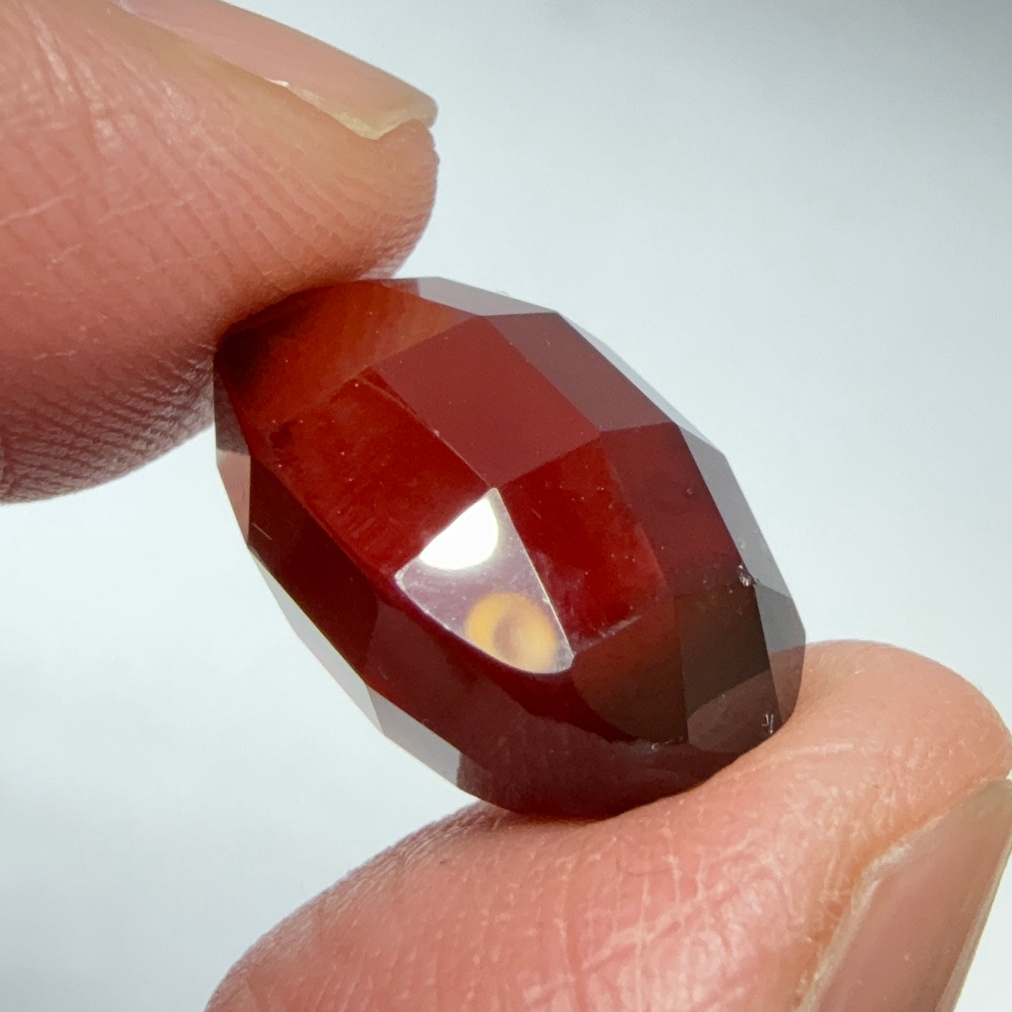 Hessonite Garnet, 19.01ct, Faceted Checkerboard Top, Tanzania, Untreated Unheated
