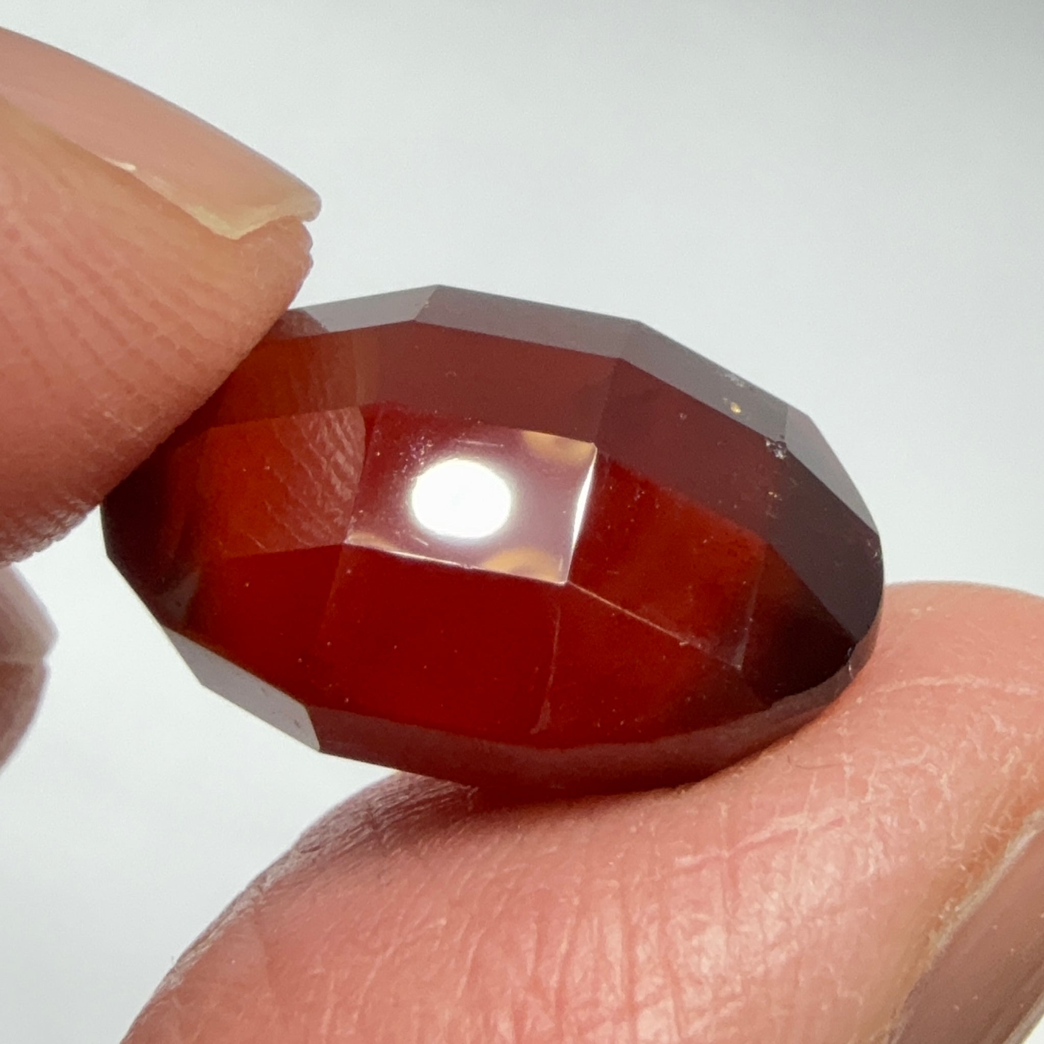 Hessonite Garnet, 19.01ct, Faceted Checkerboard Top, Tanzania, Untreated Unheated