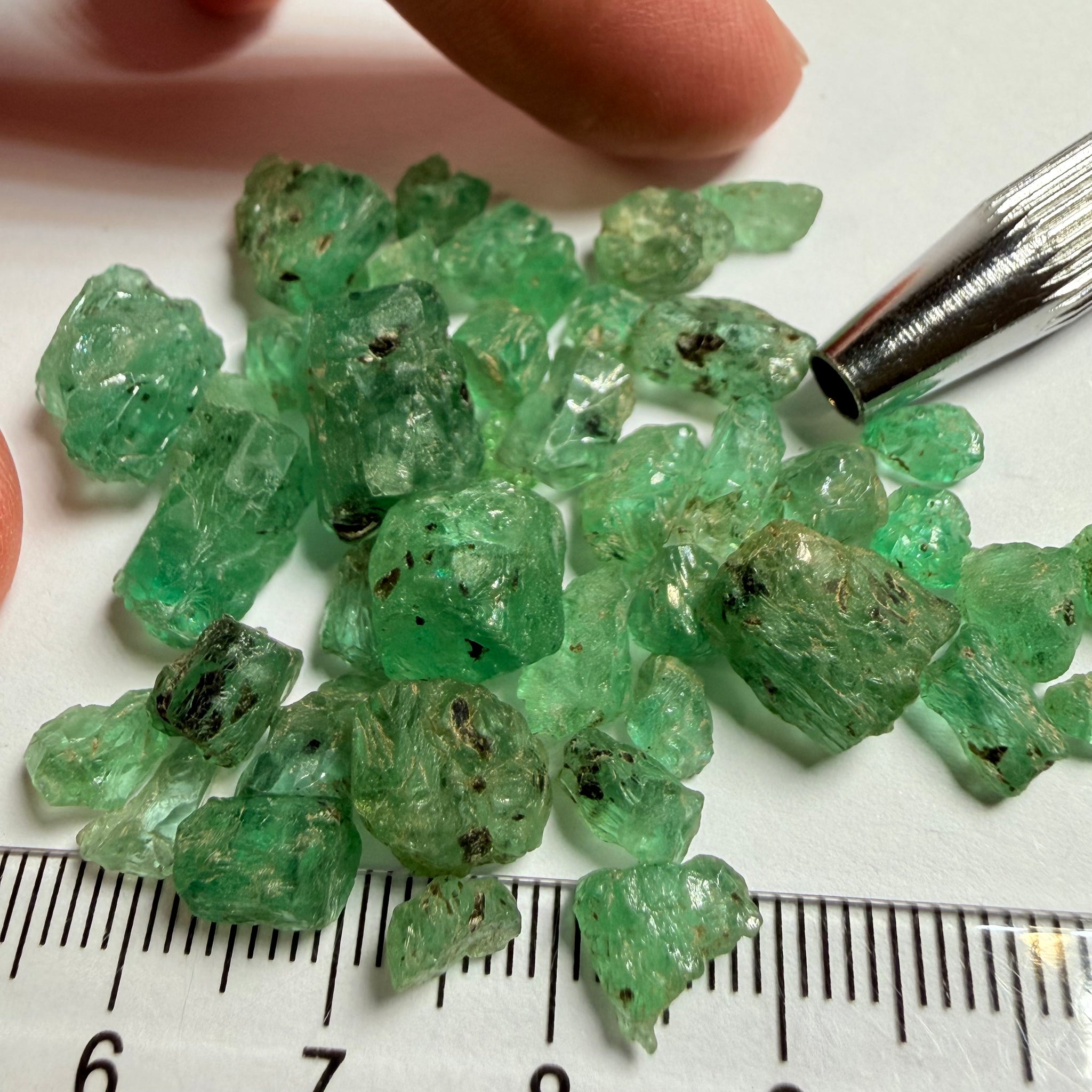 Emerald Crystal Lot, 72.87ct, Tanzania, Untreated Unheated, no oil. Cab or facet with inclusions, Great for setting as is in jewellery as is too!