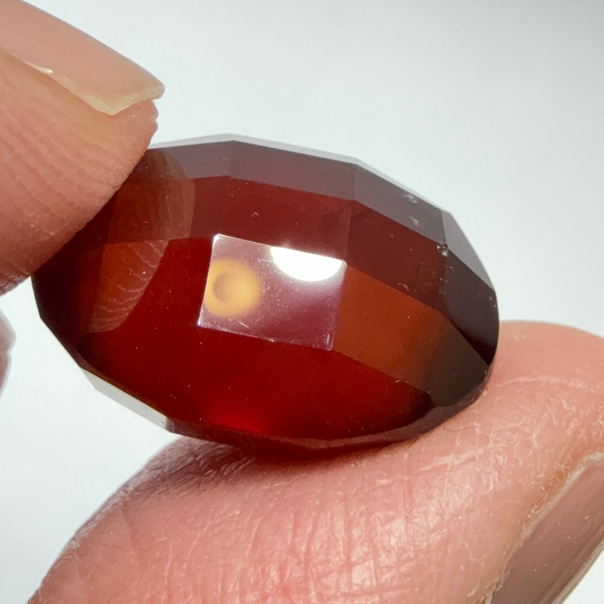 Hessonite Garnet, 19.01ct, Faceted Checkerboard Top, Tanzania, Untreated Unheated