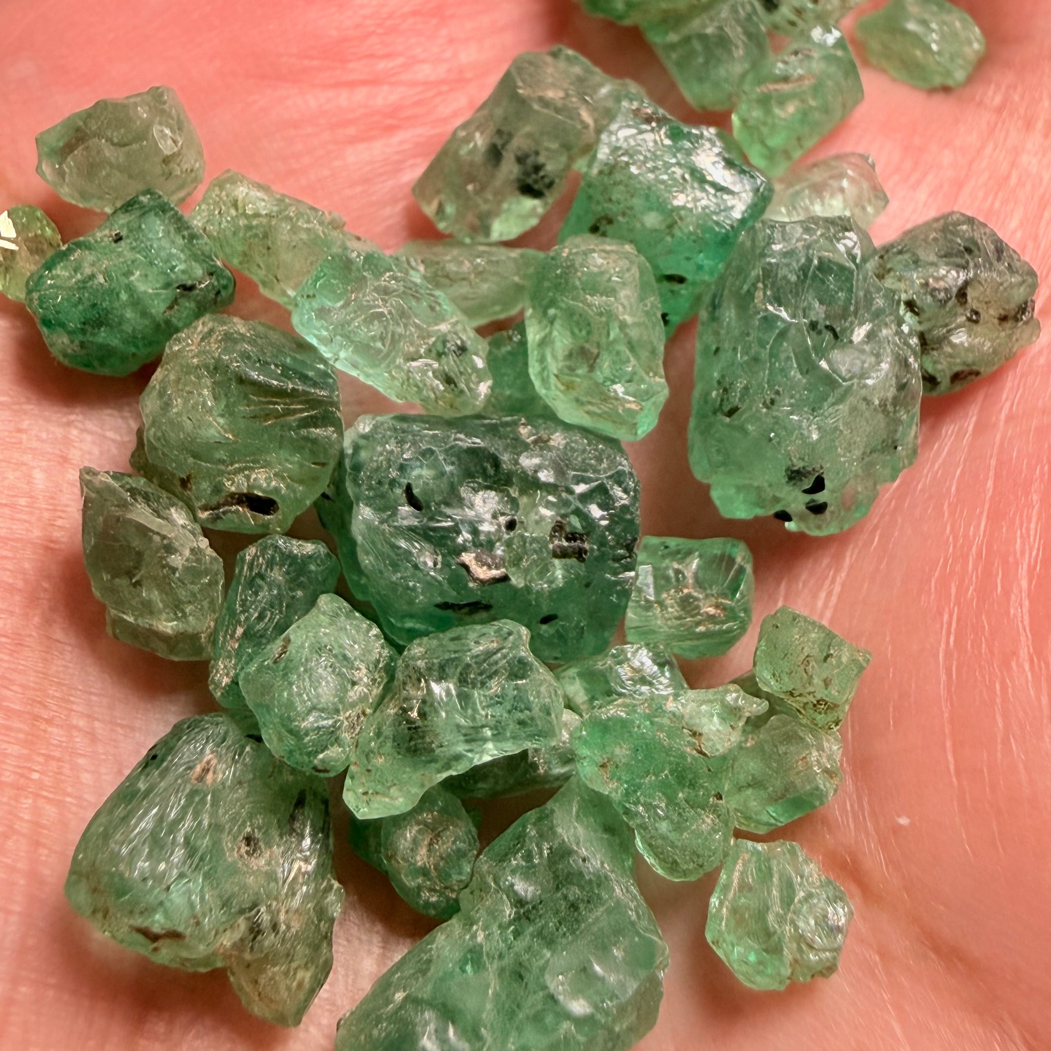 Emerald Crystal Lot, 72.87ct, Tanzania, Untreated Unheated, no oil. Cab or facet with inclusions, Great for setting as is in jewellery as is too!