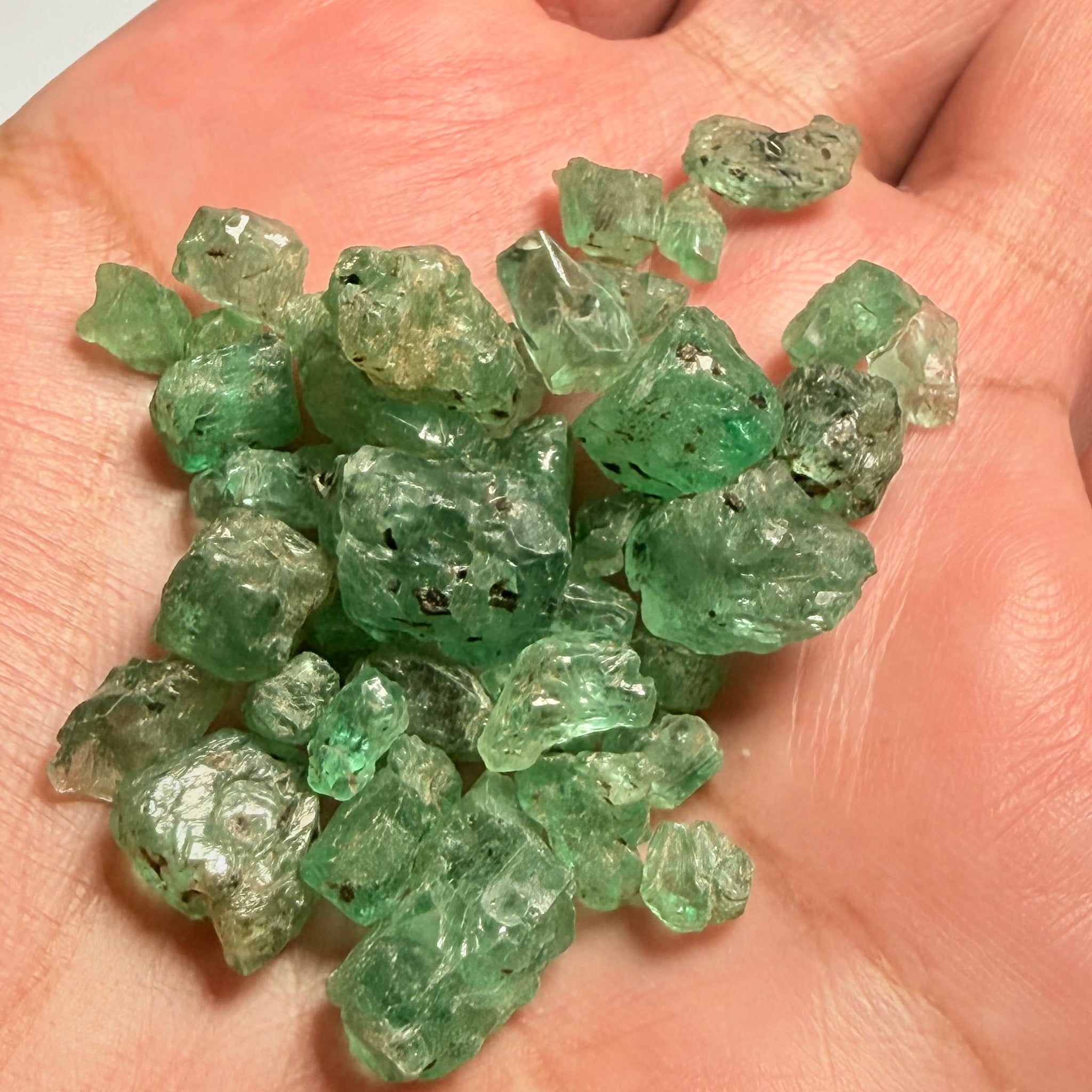Emerald Crystal Lot, 72.87ct, Tanzania, Untreated Unheated, no oil. Cab or facet with inclusions, Great for setting as is in jewellery as is too!