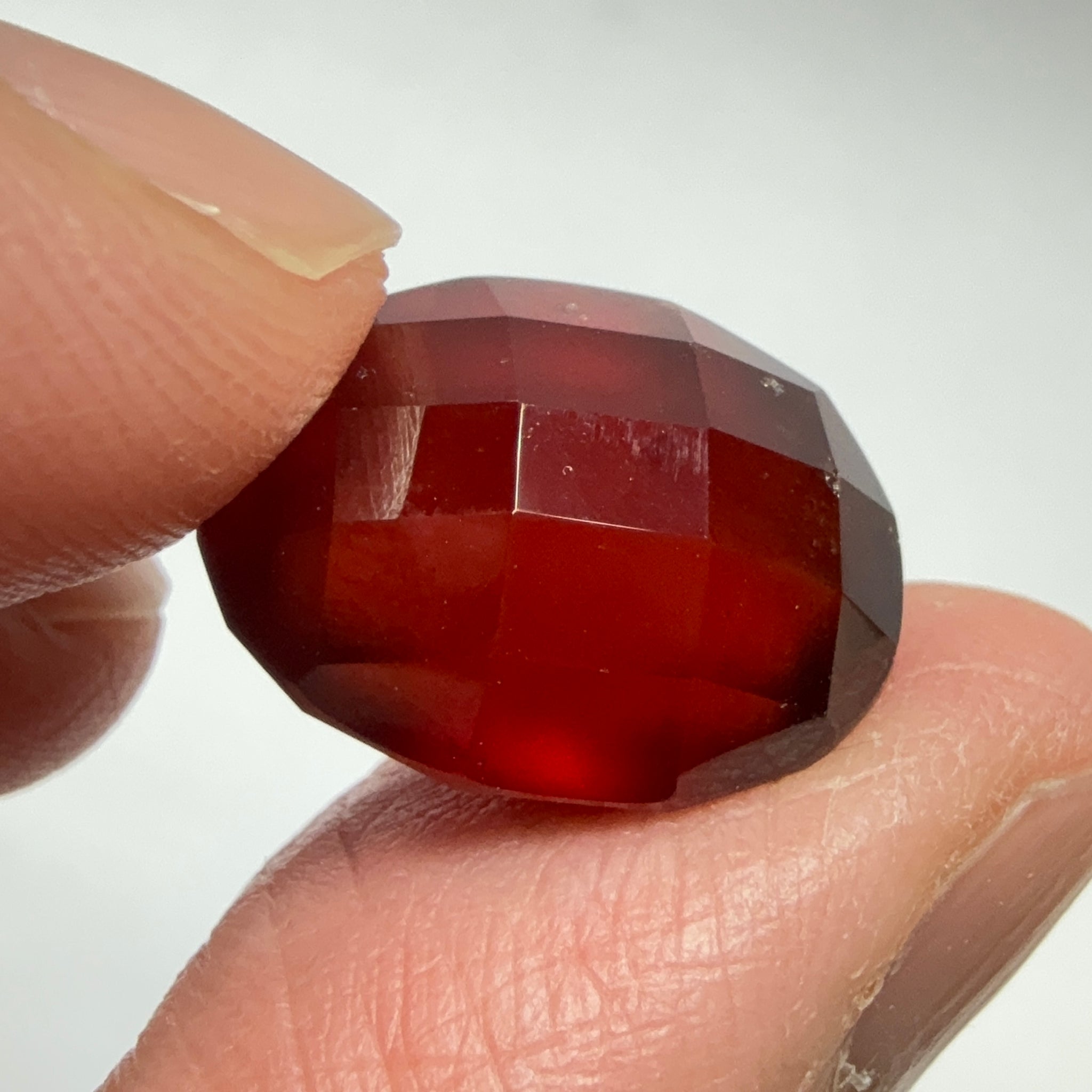 Hessonite Garnet, 19.01ct, Faceted Checkerboard Top, Tanzania, Untreated Unheated