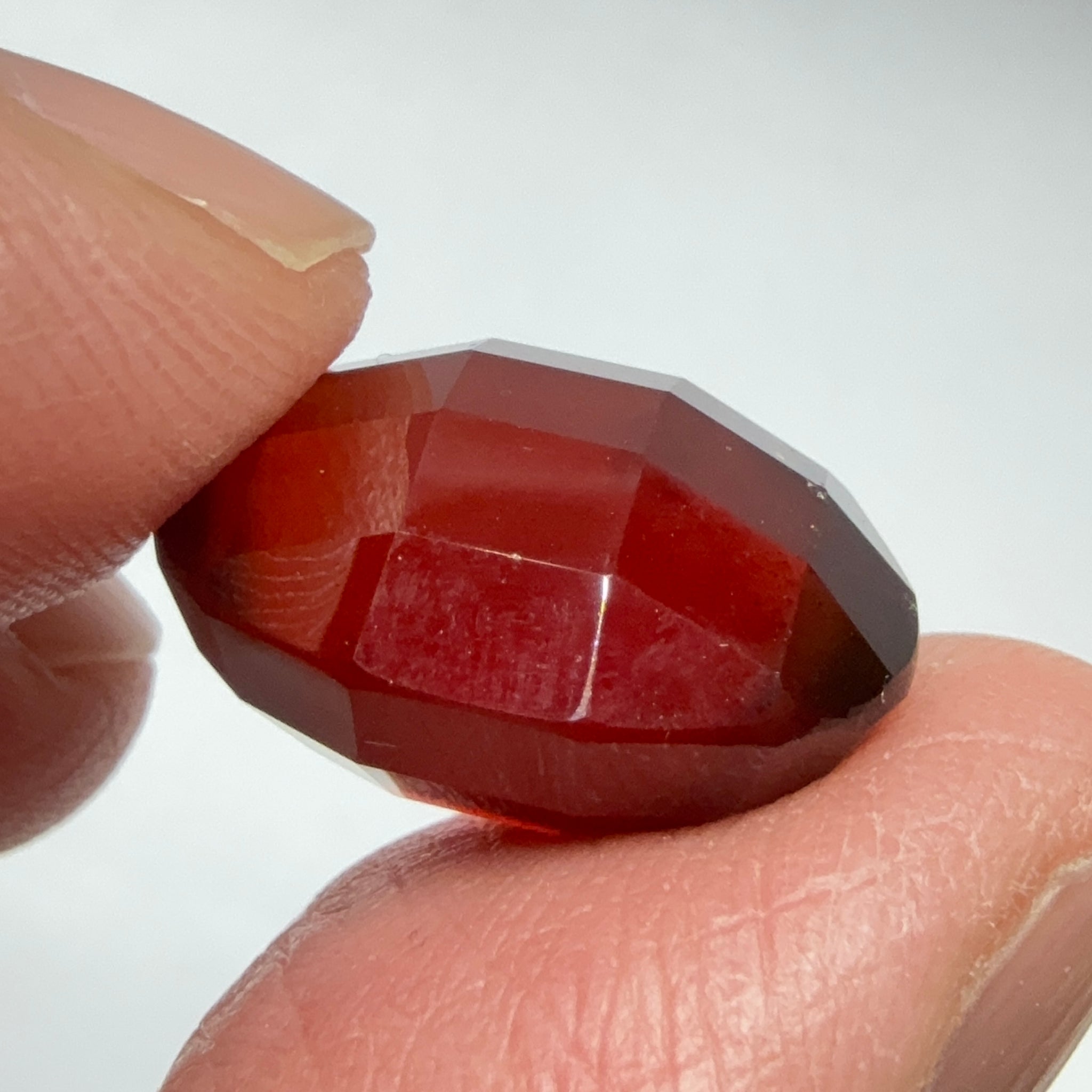 Hessonite Garnet, 19.01ct, Faceted Checkerboard Top, Tanzania, Untreated Unheated