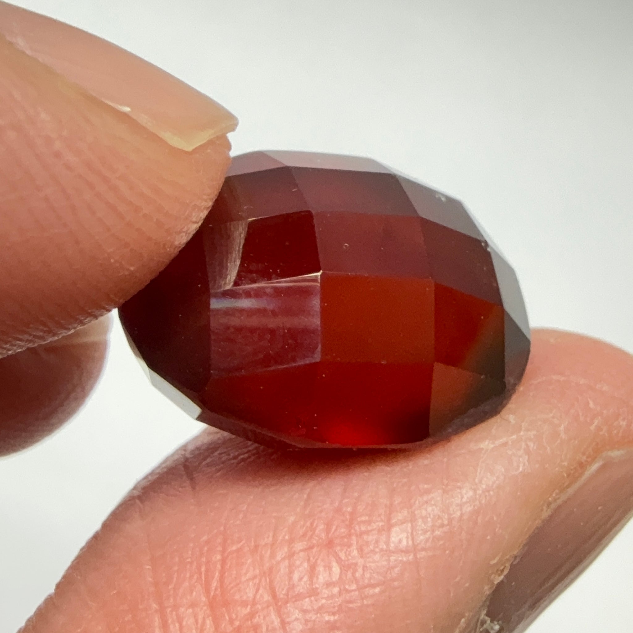 Hessonite Garnet, 19.01ct, Faceted Checkerboard Top, Tanzania, Untreated Unheated