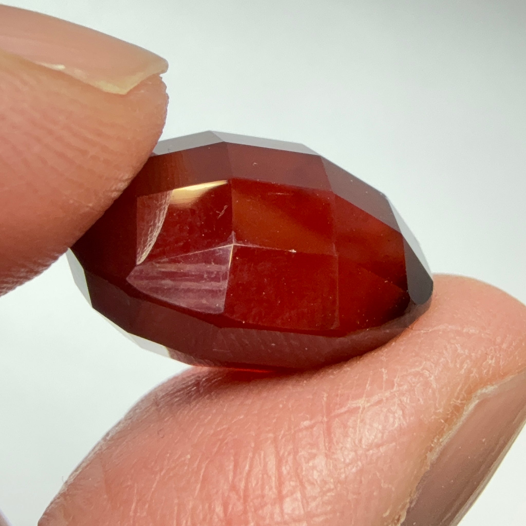 Hessonite Garnet, 19.01ct, Faceted Checkerboard Top, Tanzania, Untreated Unheated