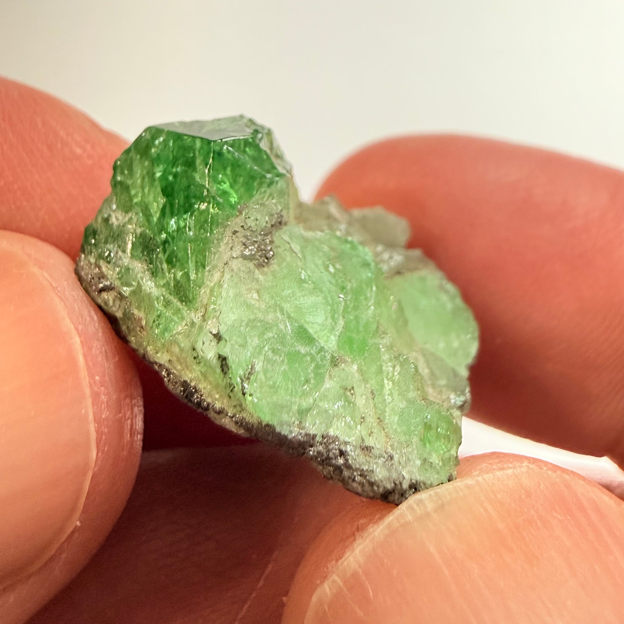 Tsavorite Garnet Crystal on matrix, 37.47ct, Merelani, Tanzania, Untreated Unheated