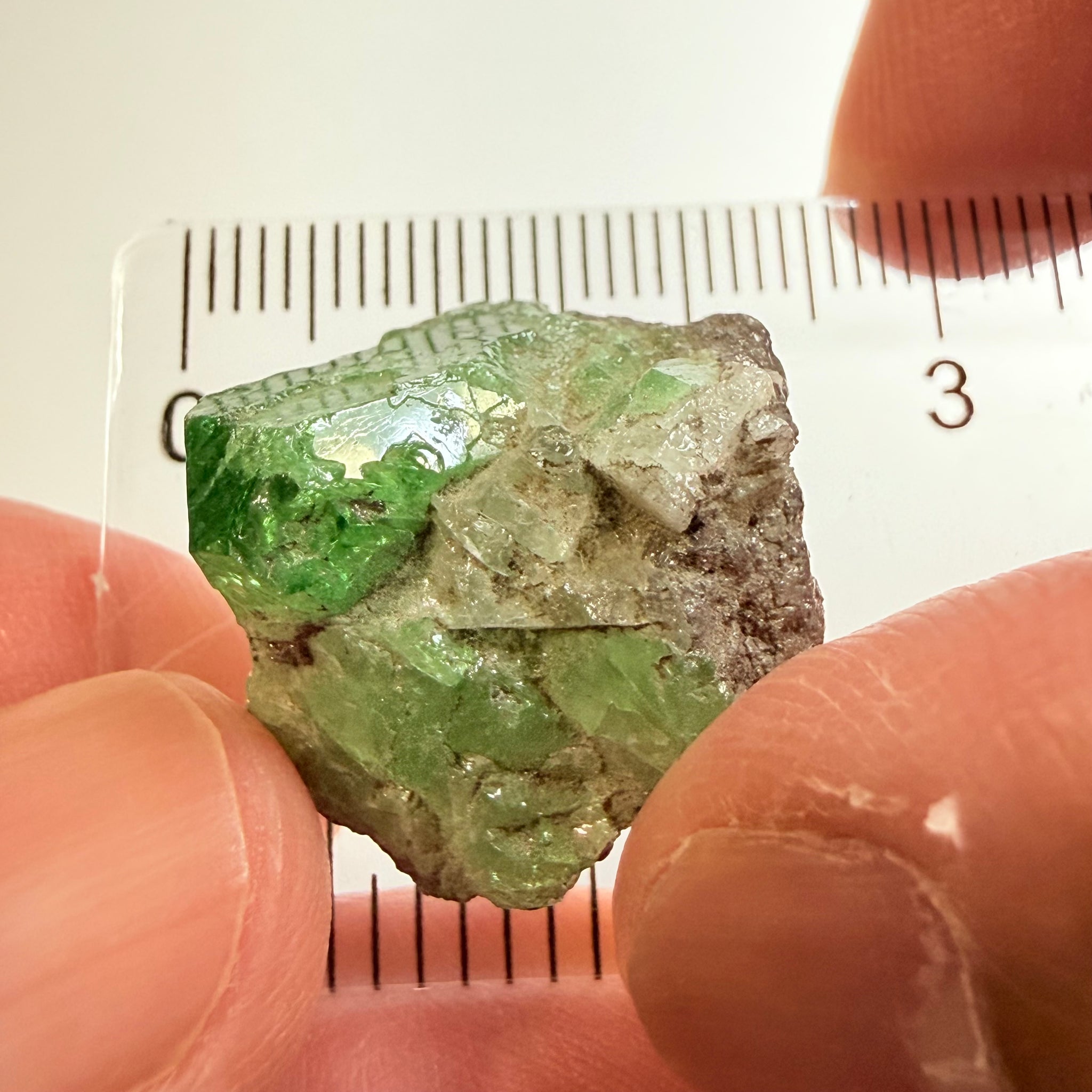 Tsavorite Garnet Crystal on matrix, 37.47ct, Merelani, Tanzania, Untreated Unheated
