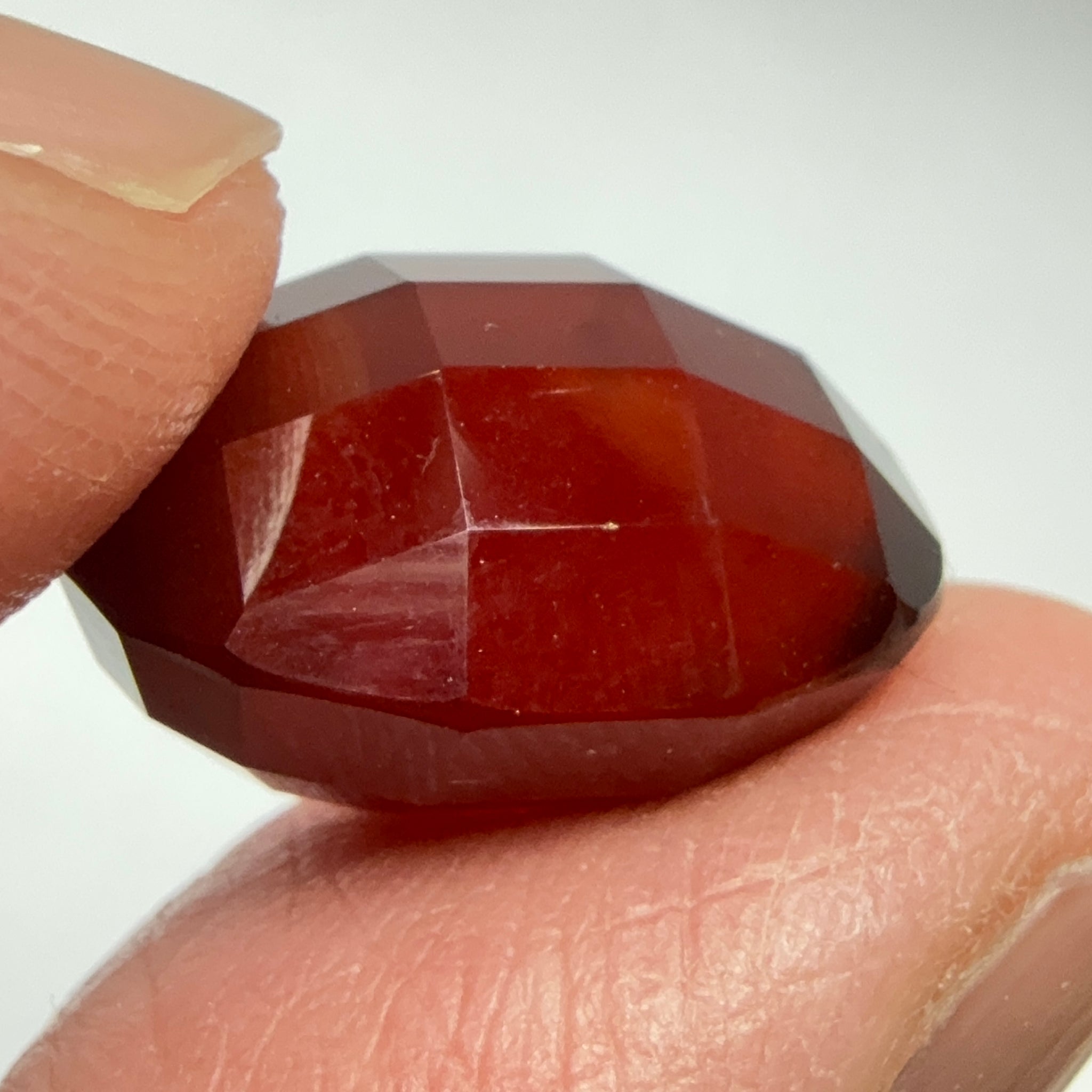 Hessonite Garnet, 19.01ct, Faceted Checkerboard Top, Tanzania, Untreated Unheated