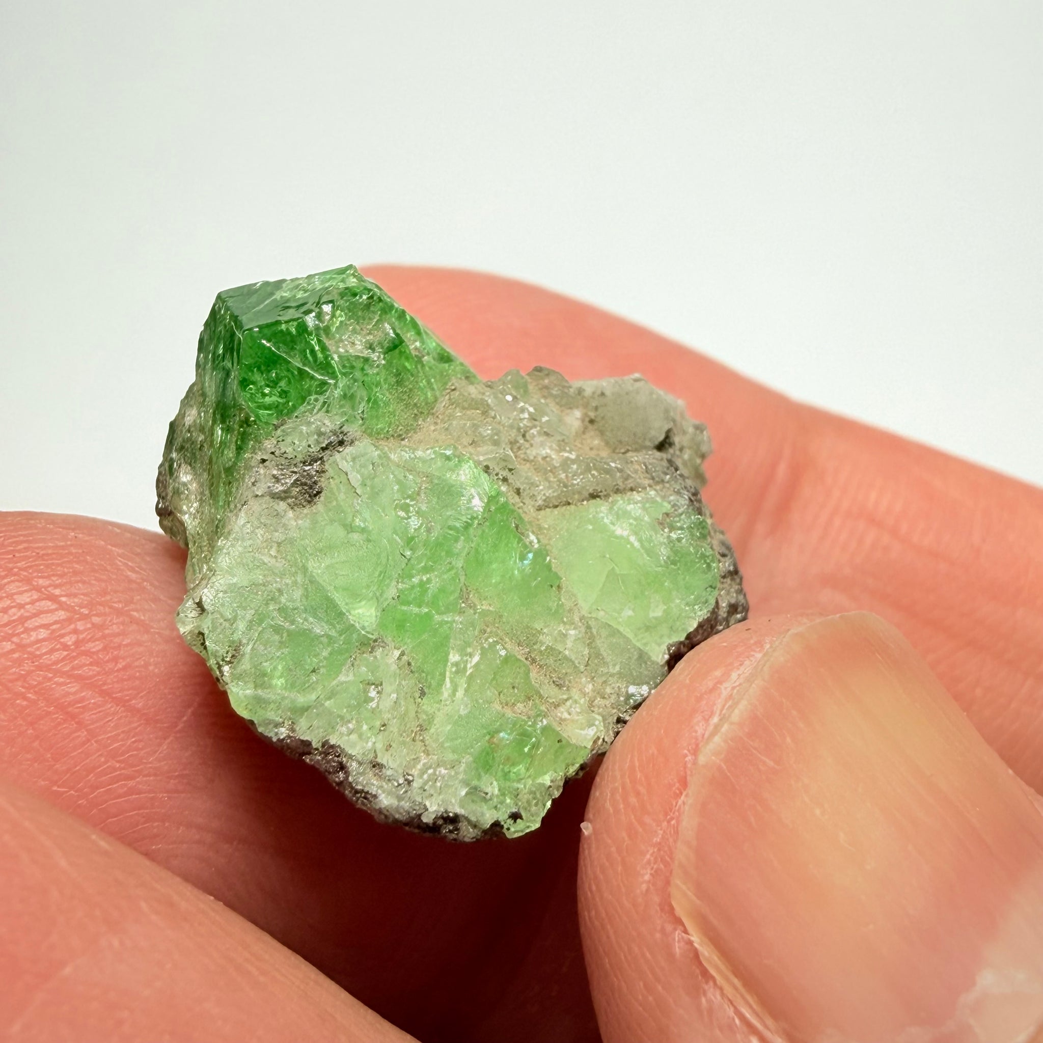 Tsavorite Garnet Crystal on matrix, 37.47ct, Merelani, Tanzania, Untreated Unheated