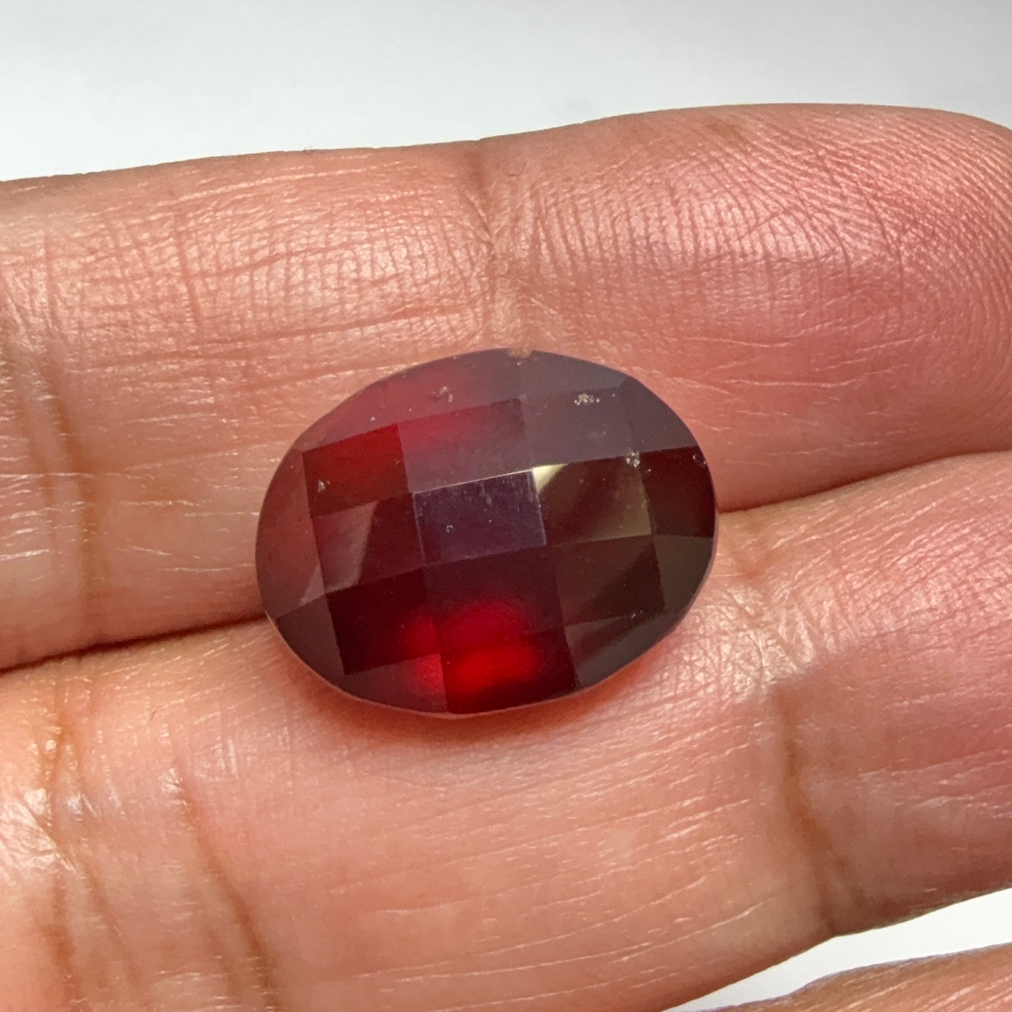 Hessonite Garnet, 19.01ct, Faceted Checkerboard Top, Tanzania, Untreated Unheated