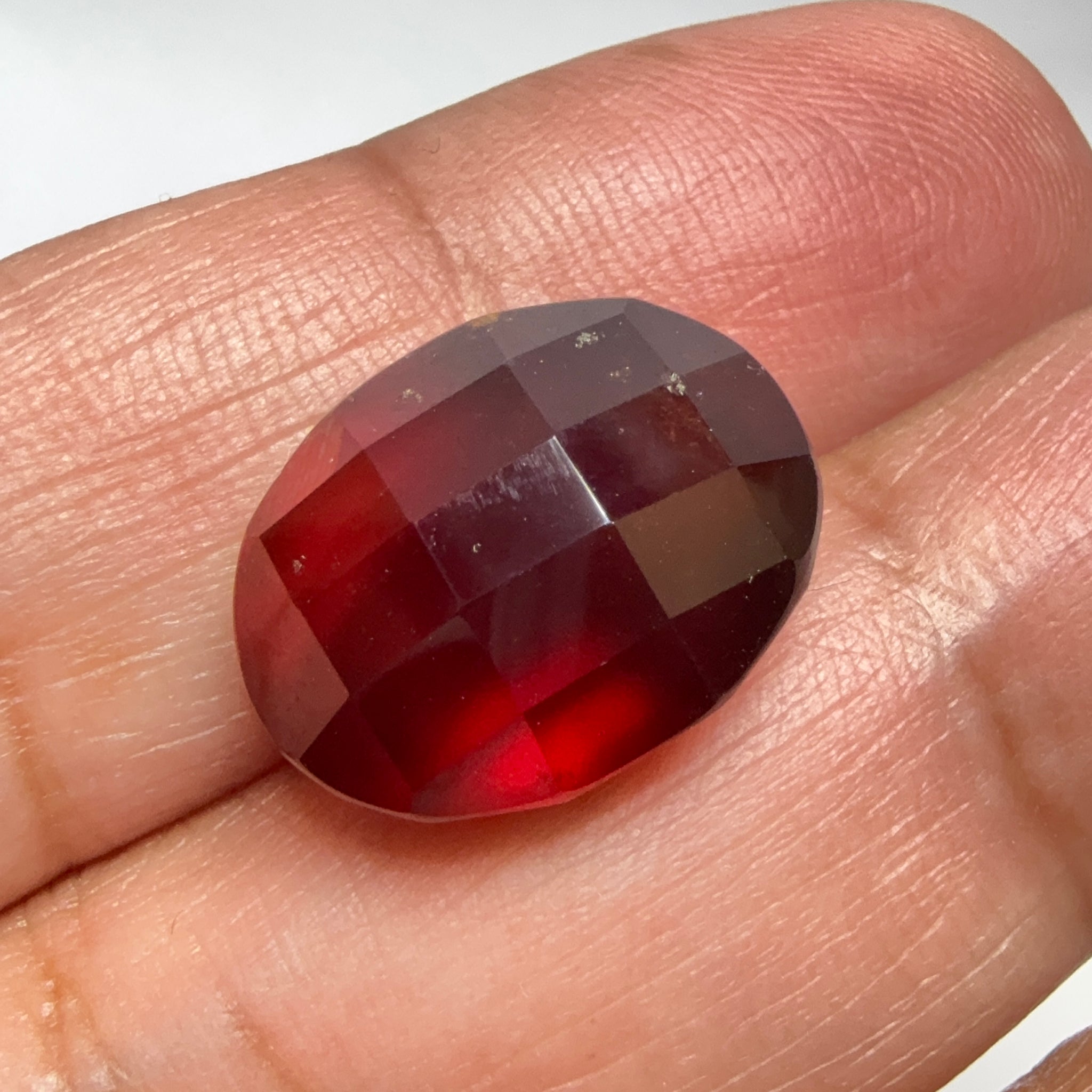 Hessonite Garnet, 19.01ct, Faceted Checkerboard Top, Tanzania, Untreated Unheated