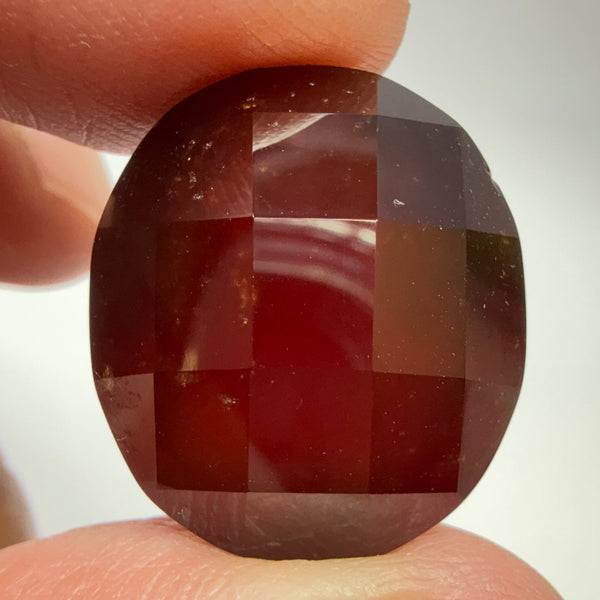 Hessonite Garnet, 33.51ct, Faceted Checkerboard Top, Tanzania, Untreated Unheated, a very slight chip on the girdle