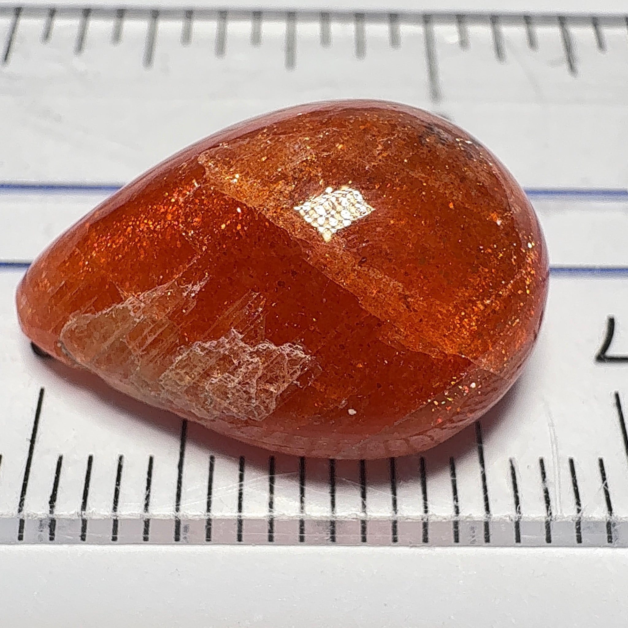 Confetti Sunstone Cabochon, 11.26ct, Tanzania, Untreated Unheated, flat backed