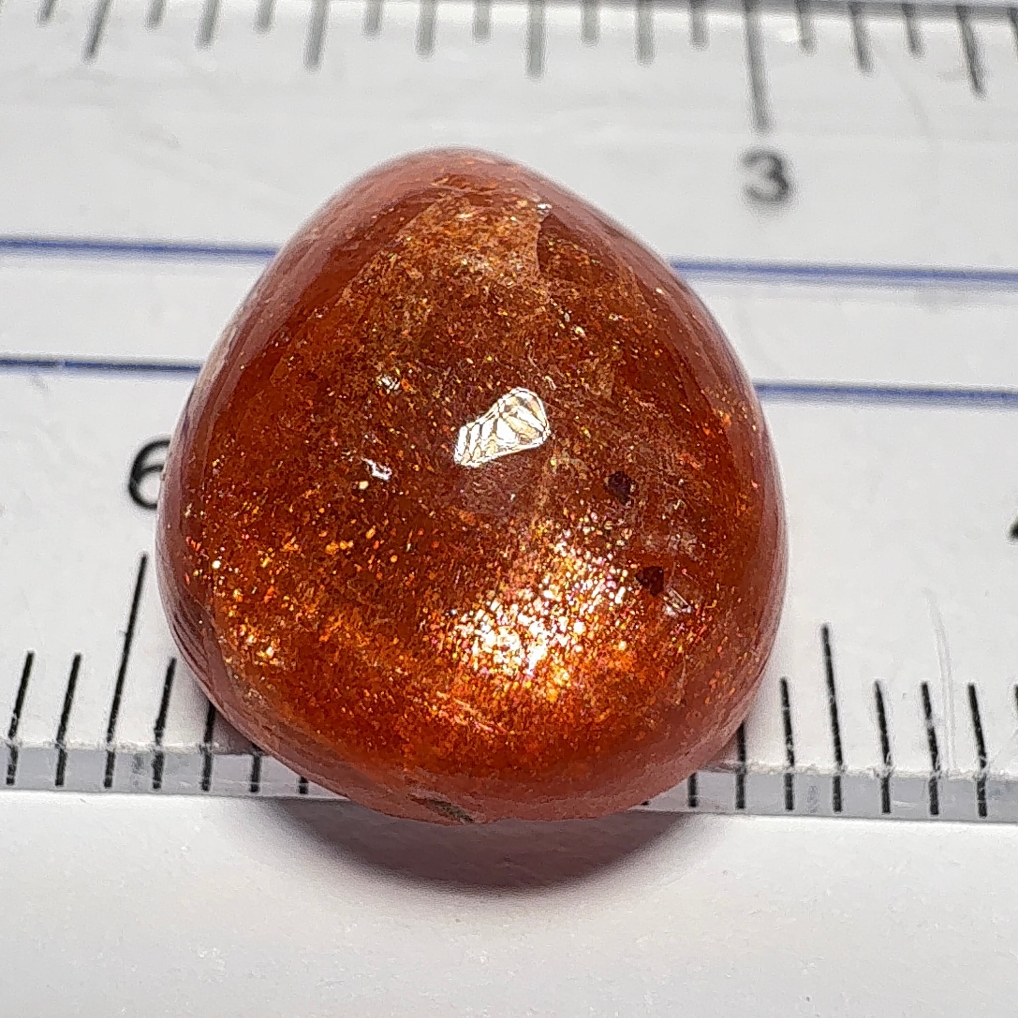 Confetti Sunstone Cabochon, 11.26ct, Tanzania, Untreated Unheated, flat backed