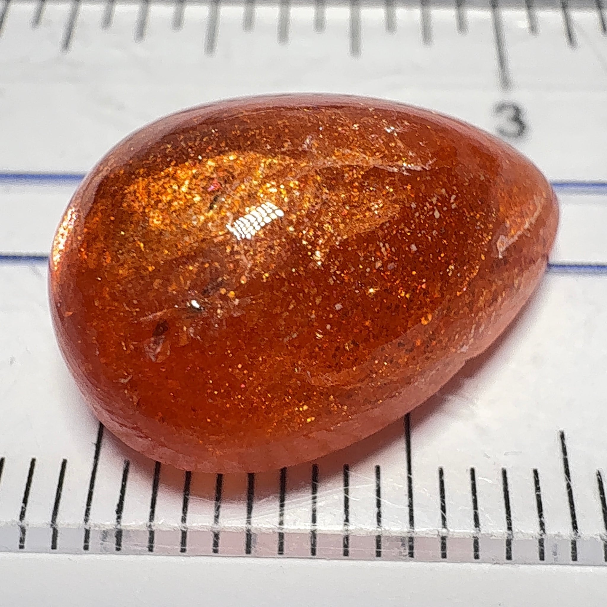 Confetti Sunstone Cabochon, 11.26ct, Tanzania, Untreated Unheated, flat backed