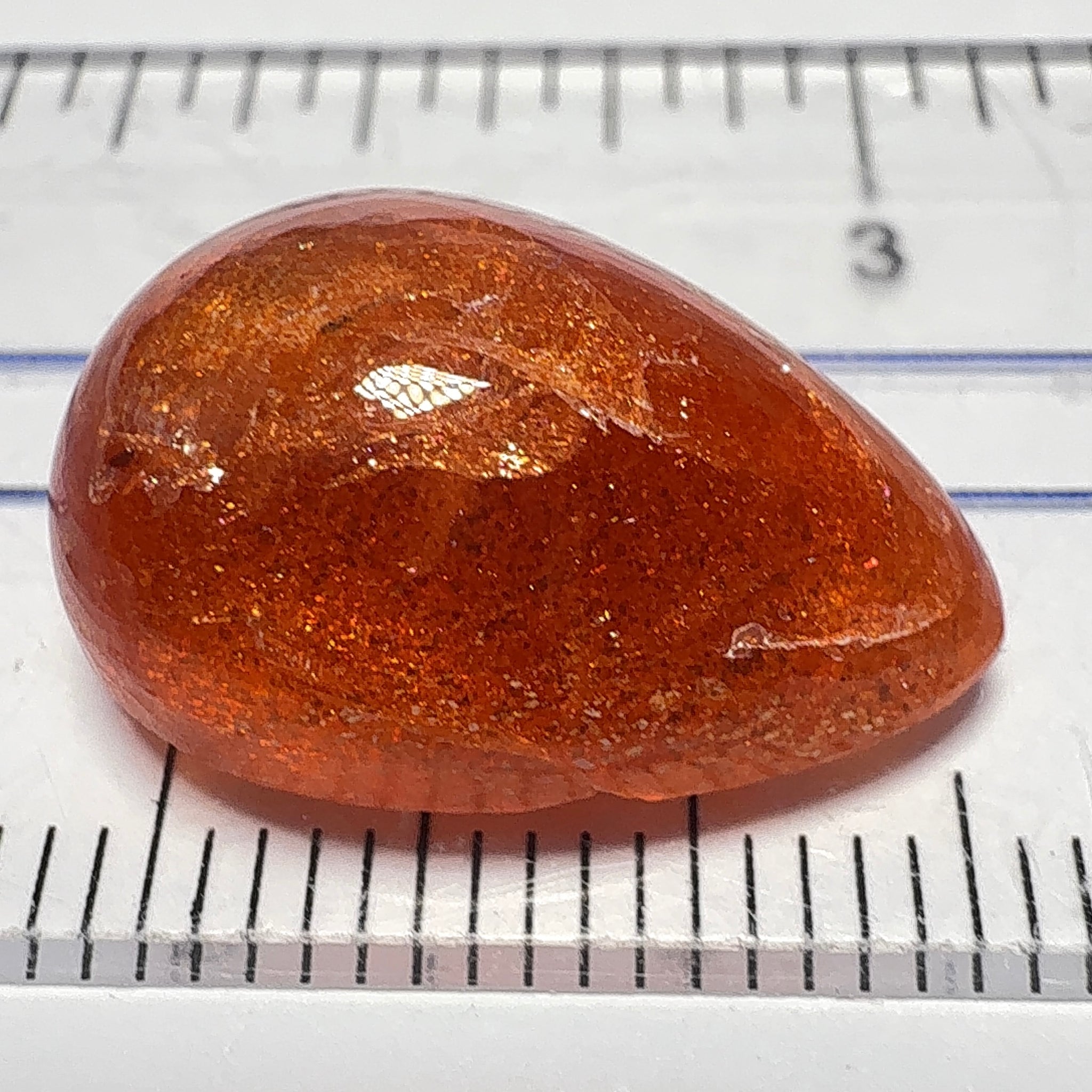 Confetti Sunstone Cabochon, 11.26ct, Tanzania, Untreated Unheated, flat backed