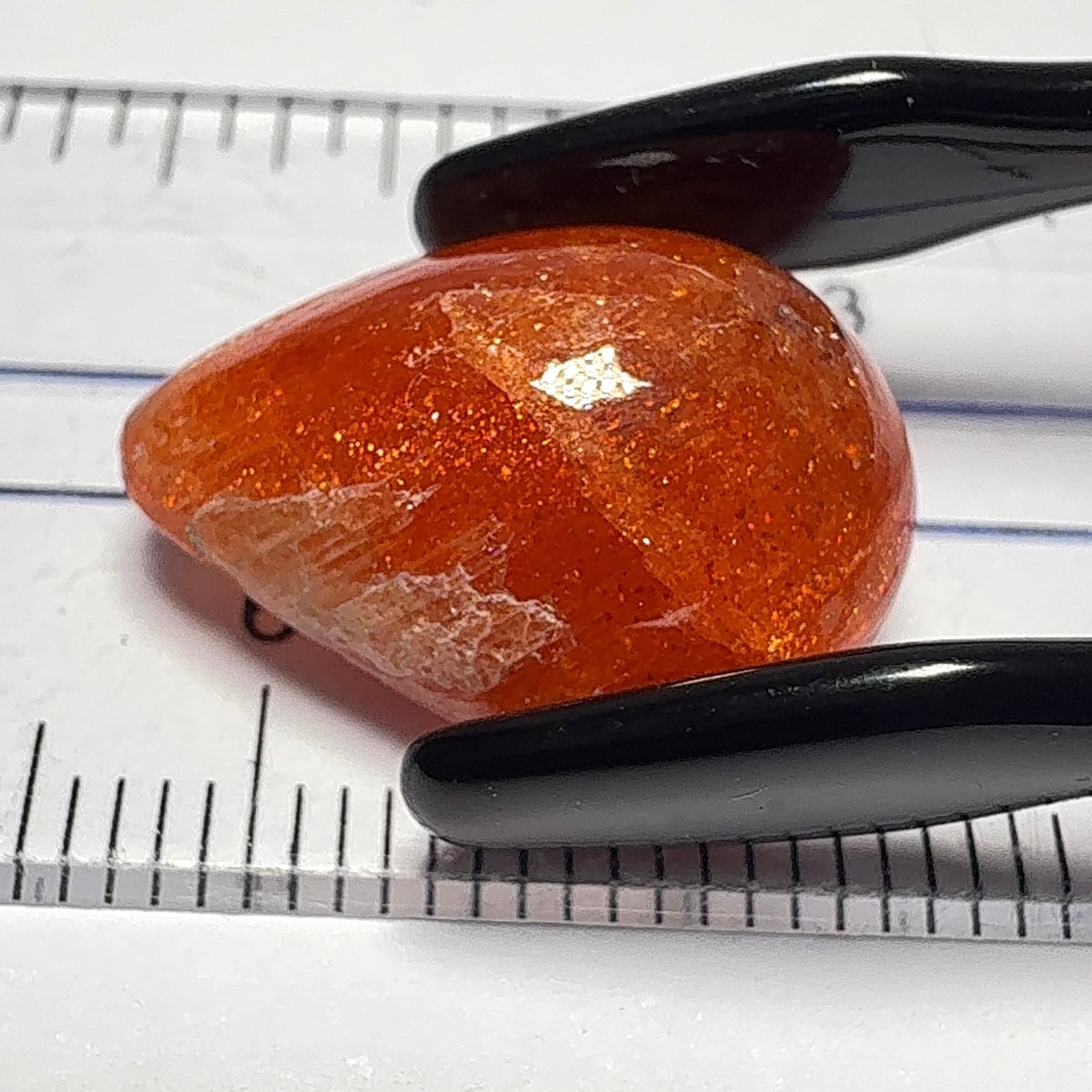 Confetti Sunstone Cabochon, 11.26ct, Tanzania, Untreated Unheated, flat backed