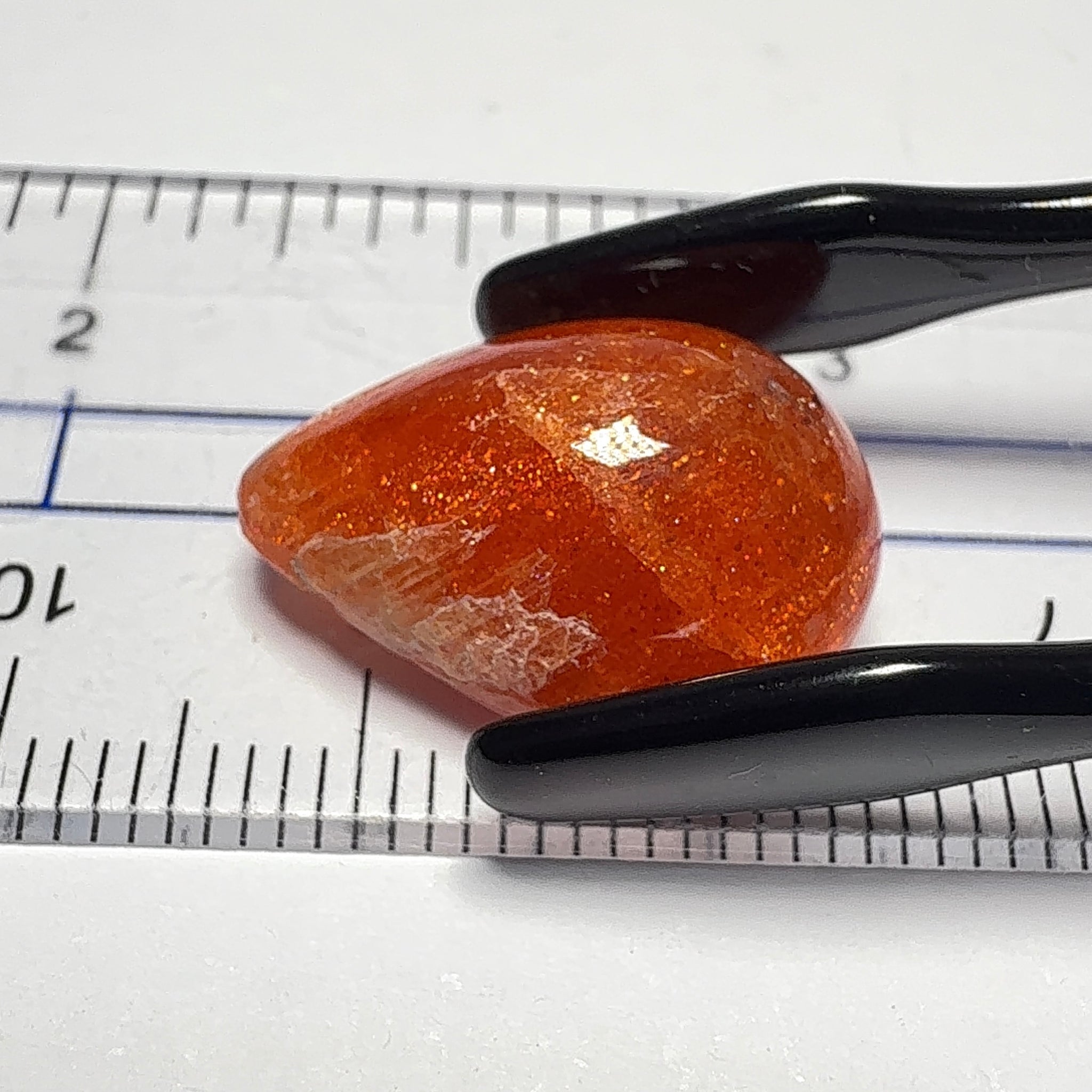 Confetti Sunstone Cabochon, 11.26ct, Tanzania, Untreated Unheated, flat backed