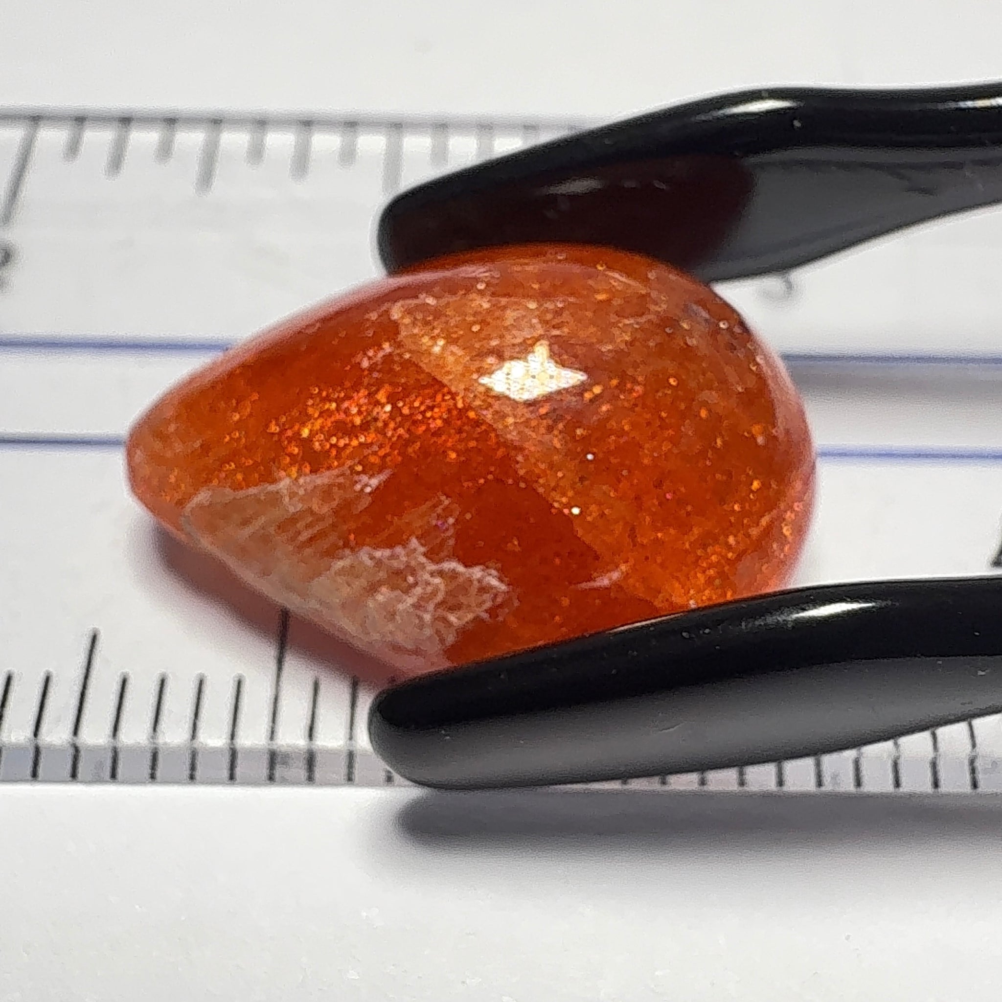 Confetti Sunstone Cabochon, 11.26ct, Tanzania, Untreated Unheated, flat backed